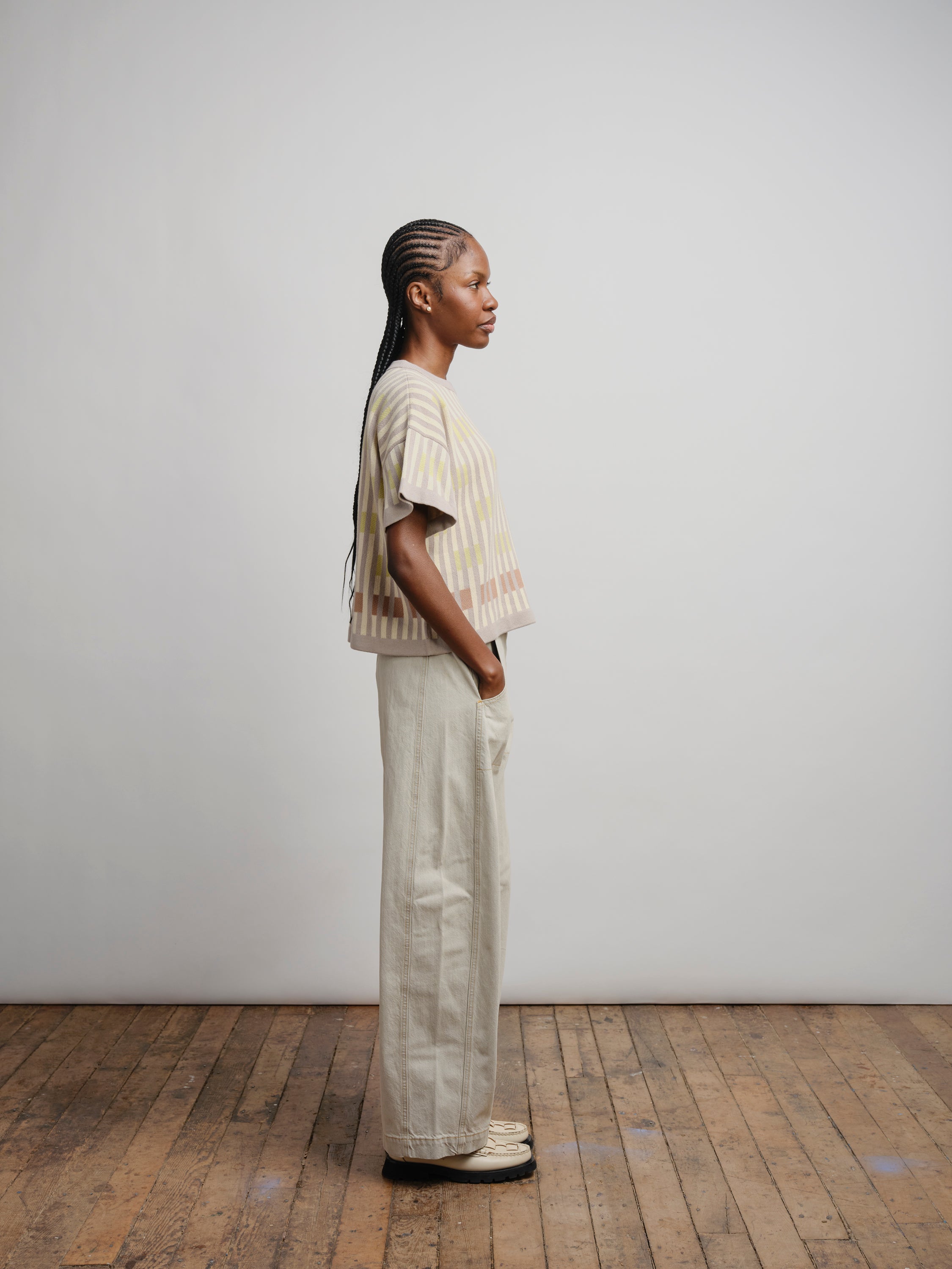 Bauhaus Short Sleeve Sweater Tee - Cumulus