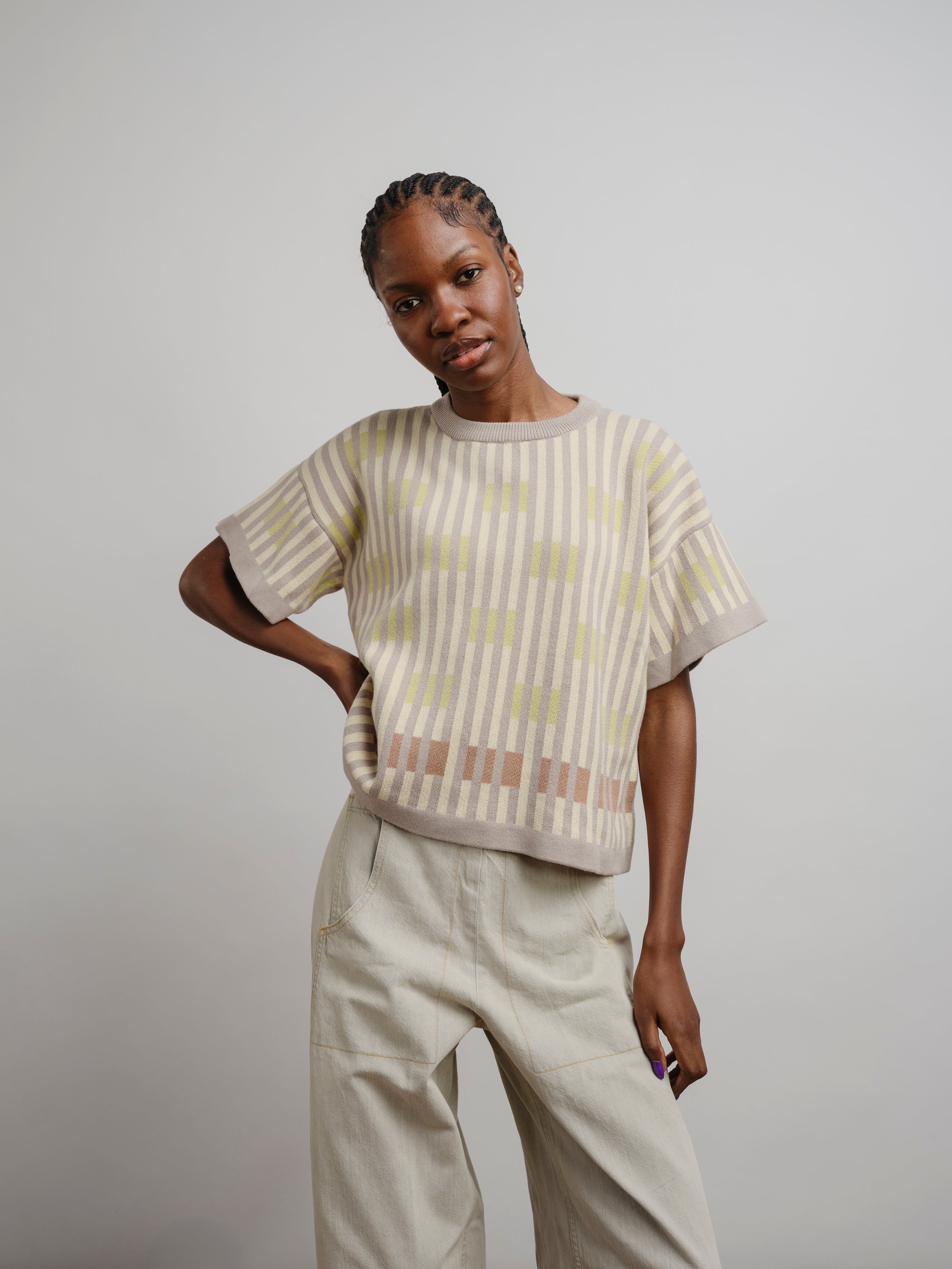 Bauhaus Short Sleeve Sweater Tee - Cumulus