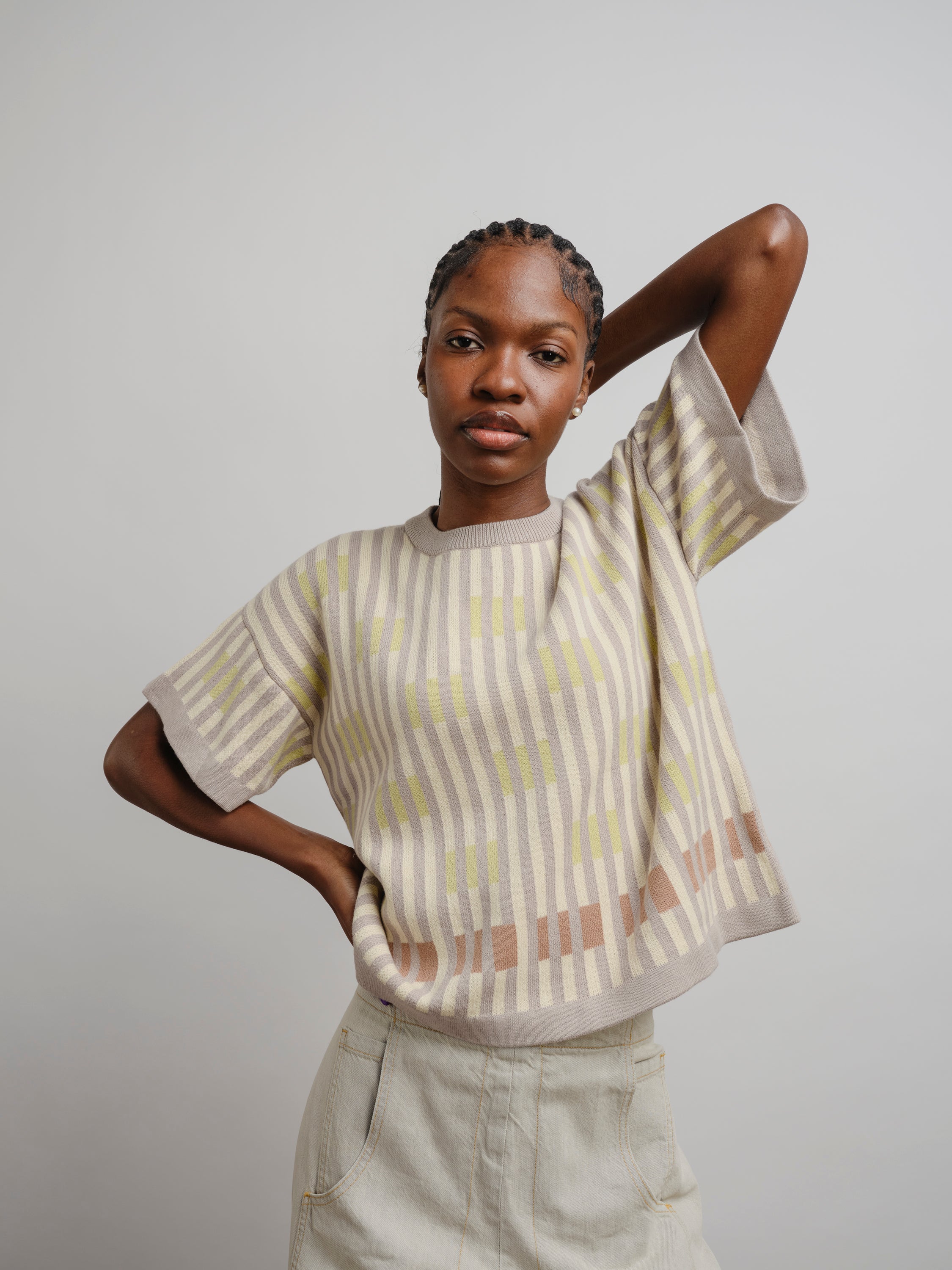 Bauhaus Short Sleeve Sweater Tee - Cumulus