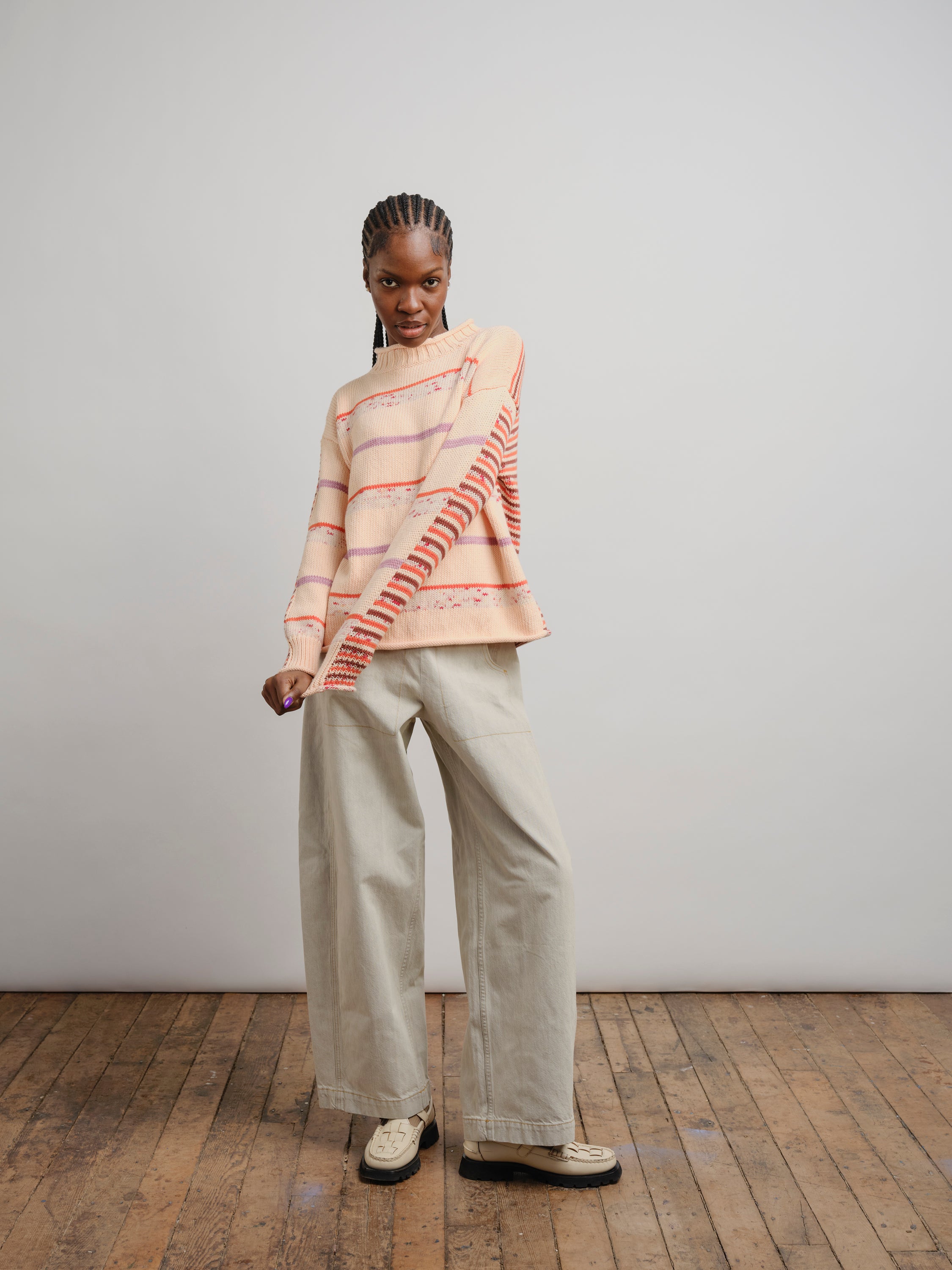 Lucia Double Stripe Sweater - Melon