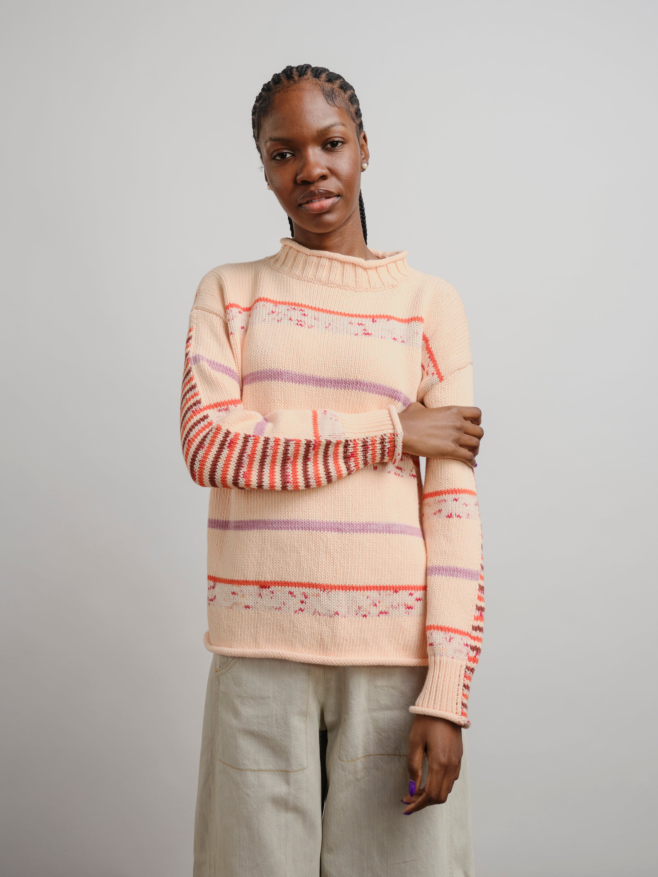 Lucia Double Stripe Sweater - Melon