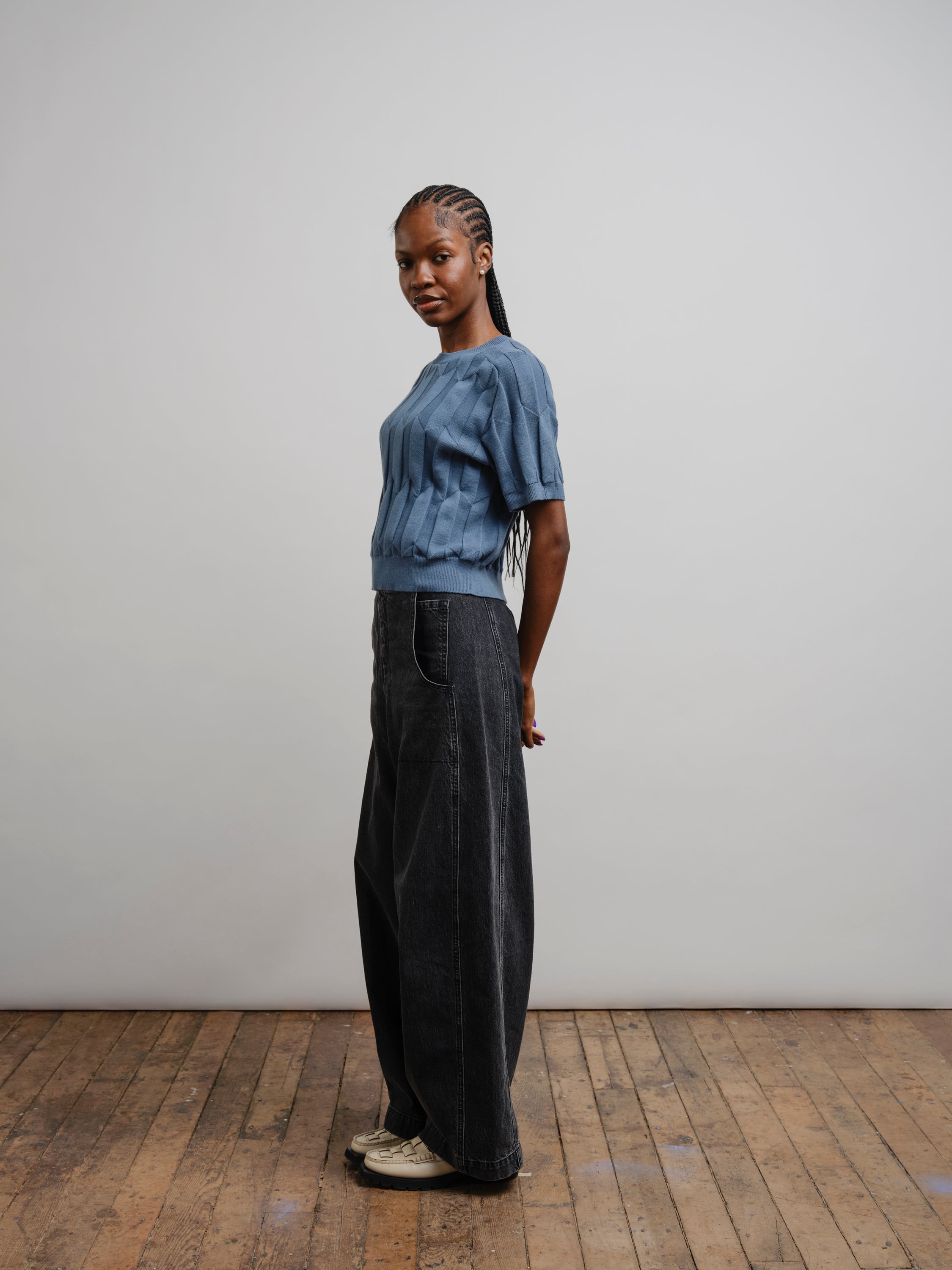 Chevron Ruben Tee - Delphinium