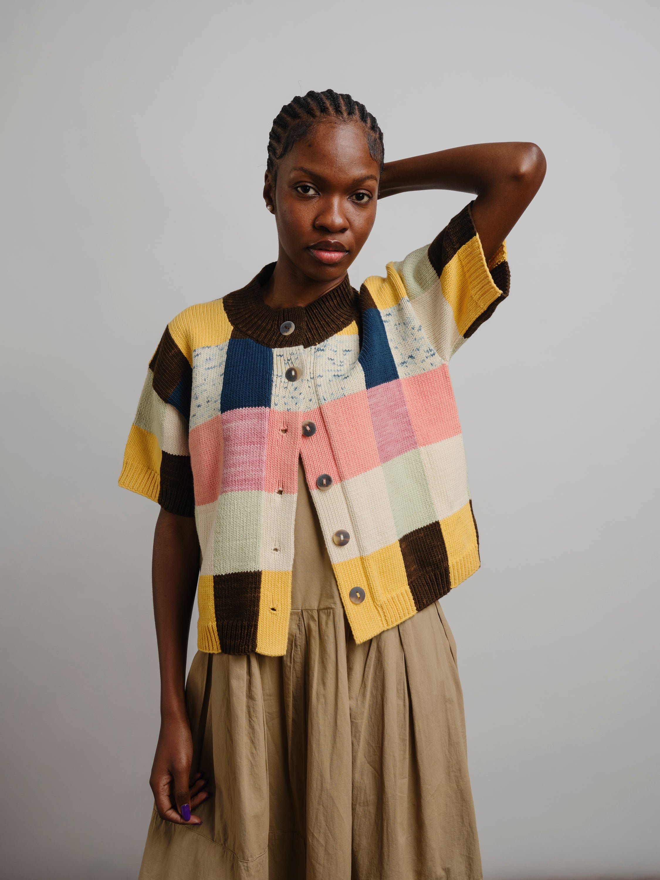 Lou Cotton Colorblock Cardigan - Palette