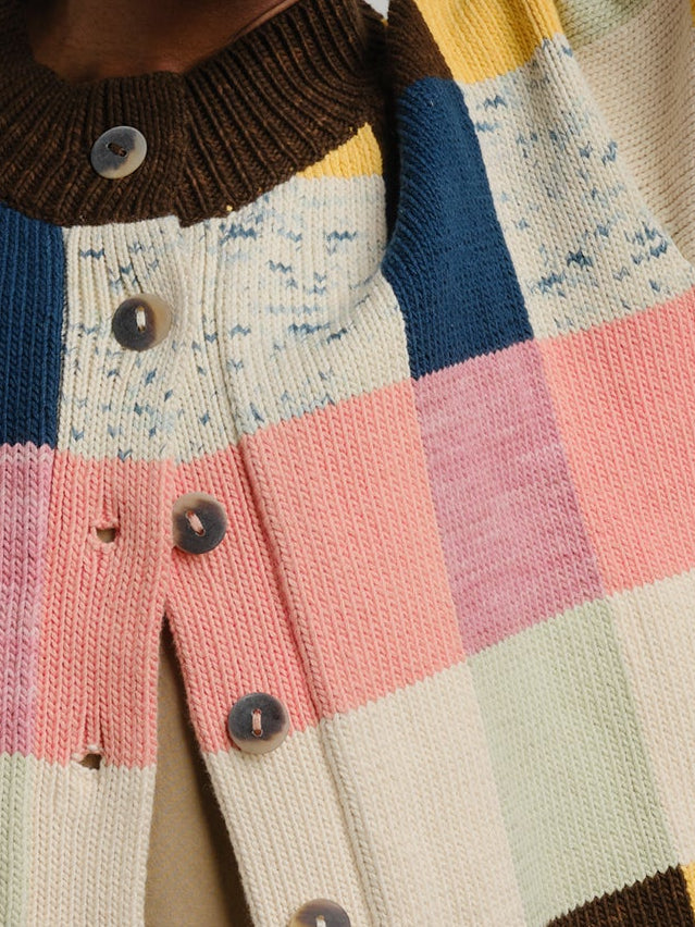 Lou Cotton Colorblock Cardigan - Palette