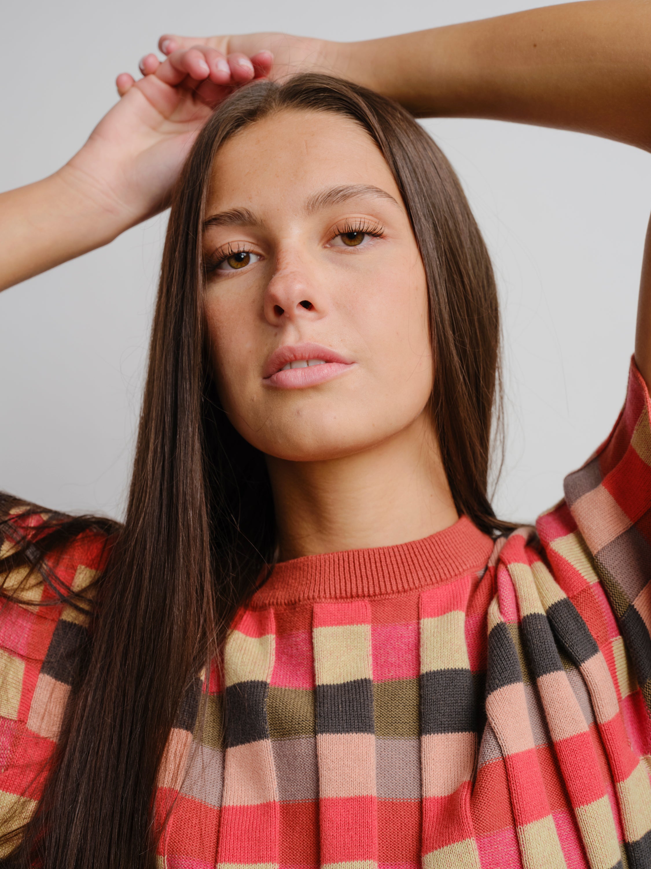 Anni Grid Plaited Tee - Solar Flare