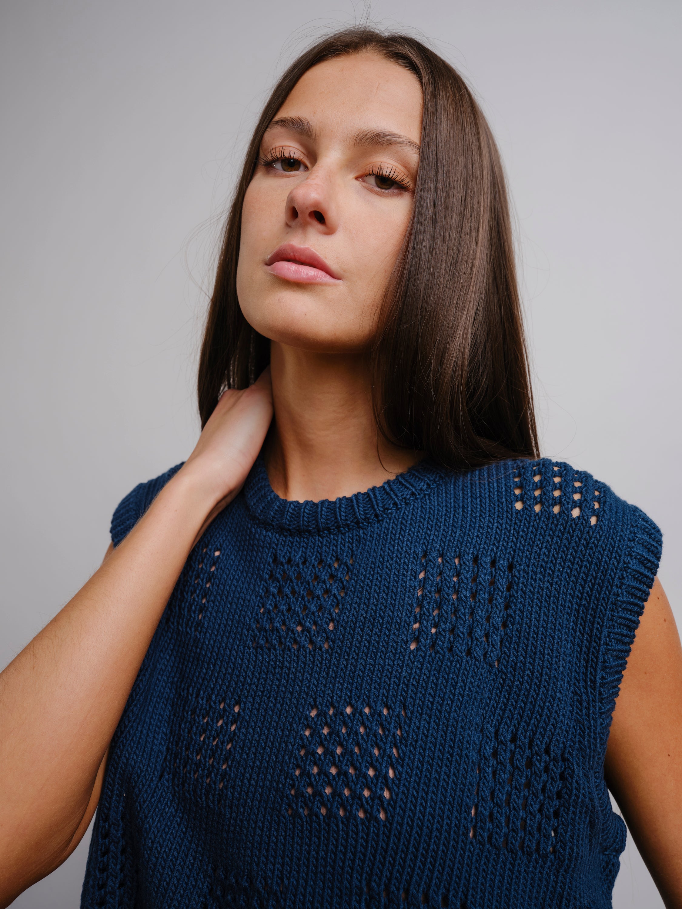 Katt Eyelet Vest - Viridian