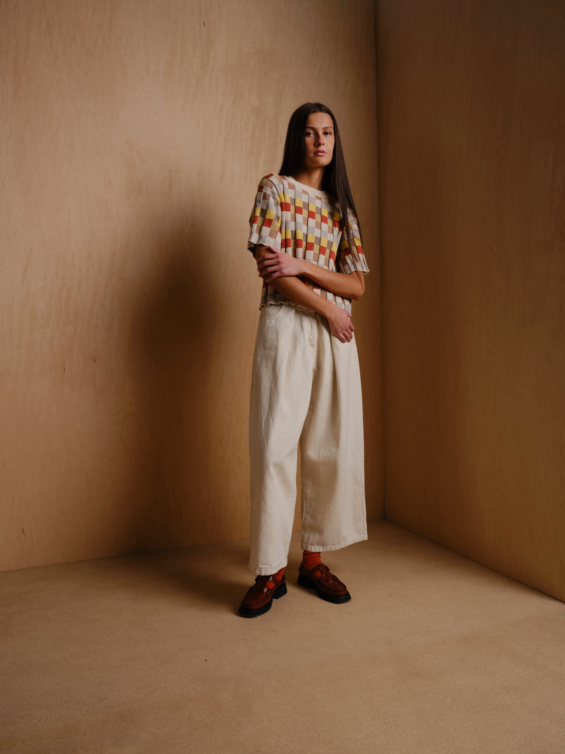 Anni Grid Plaited Tee - Elemental