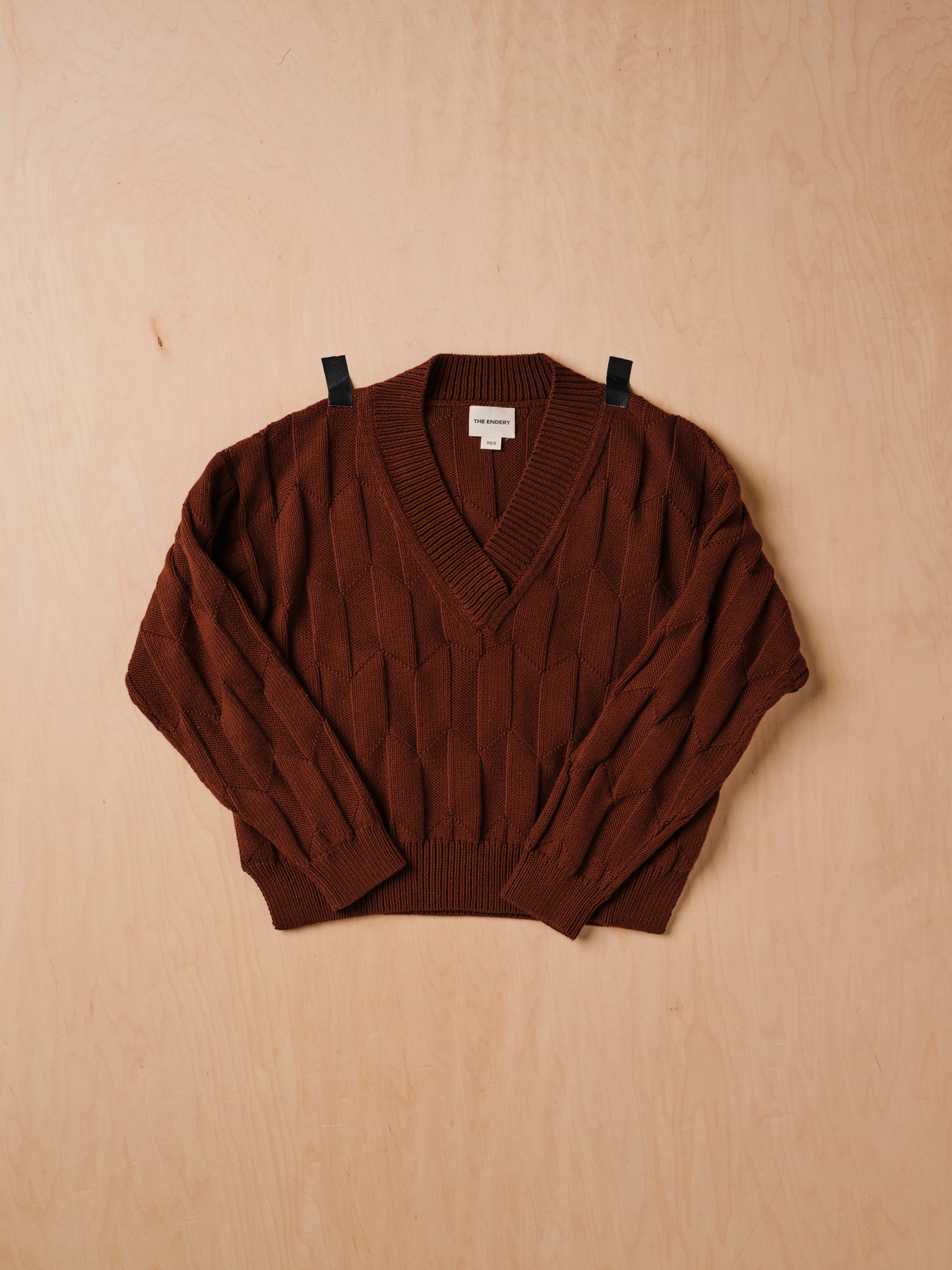 Lilly Chevron V-Neck Sweater - Sepia