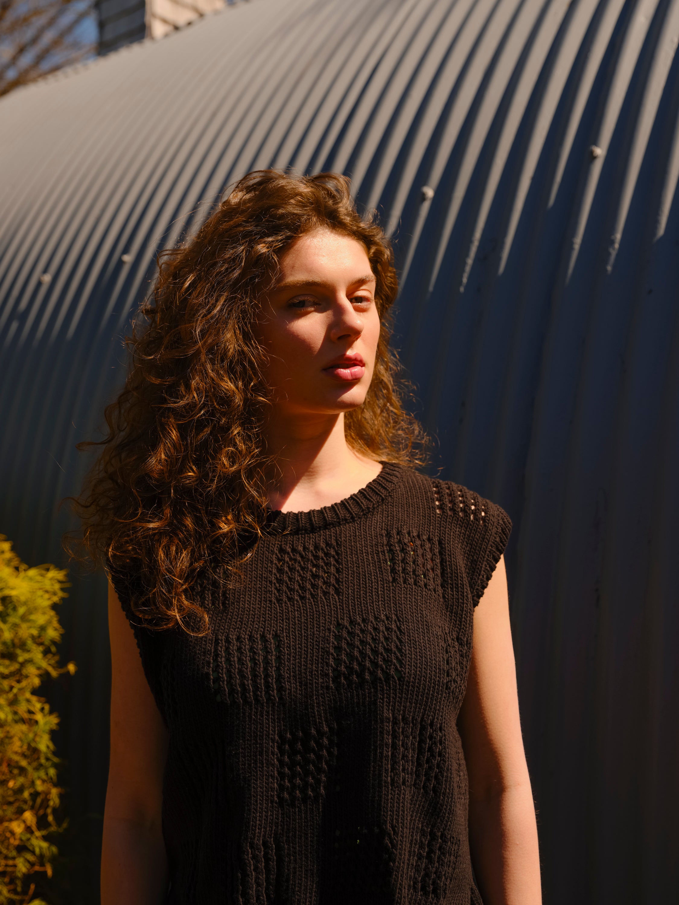 Katt Eyelet Vest - Licorice
