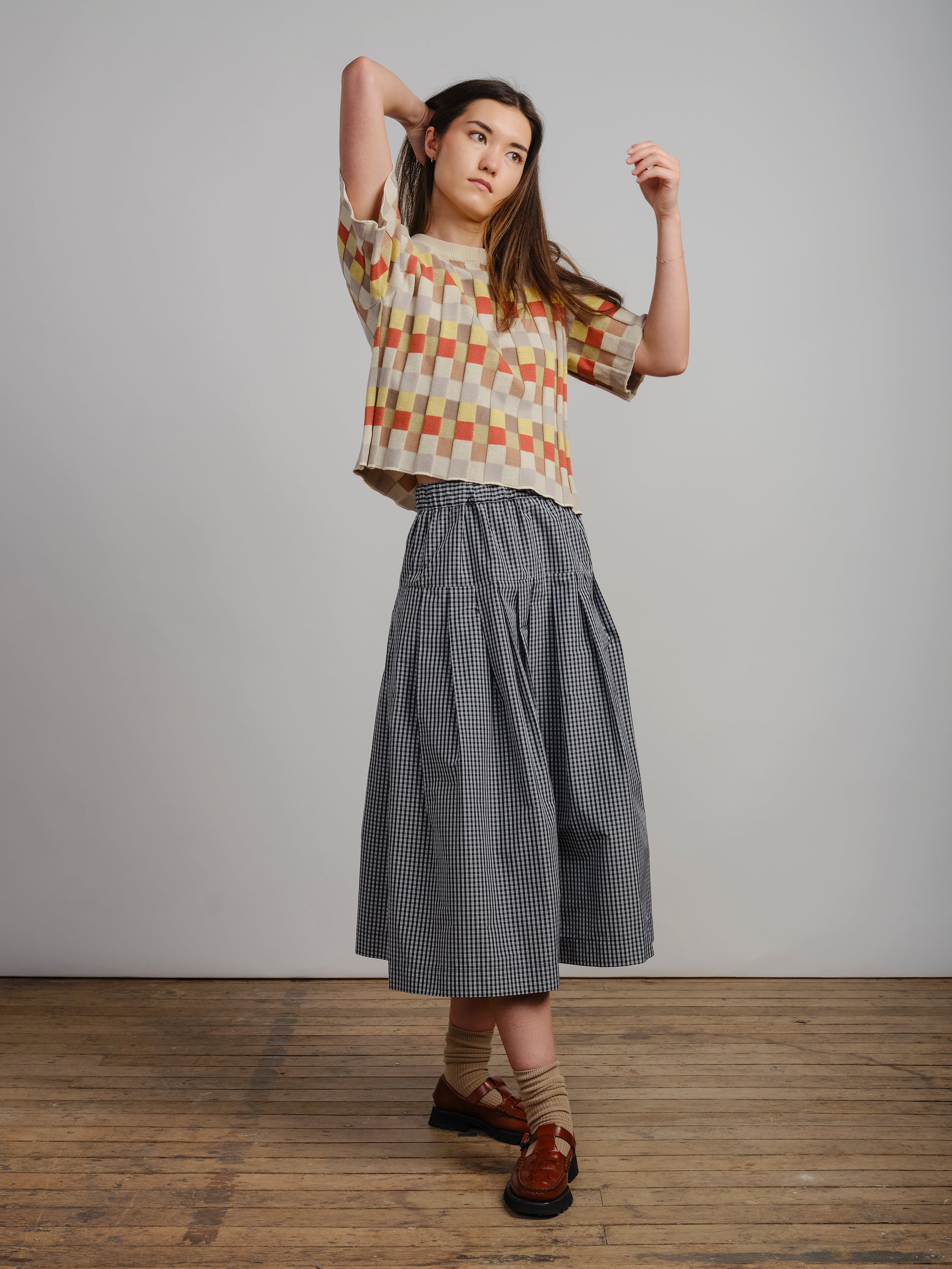 Anni Grid Plaited Tee - Elemental