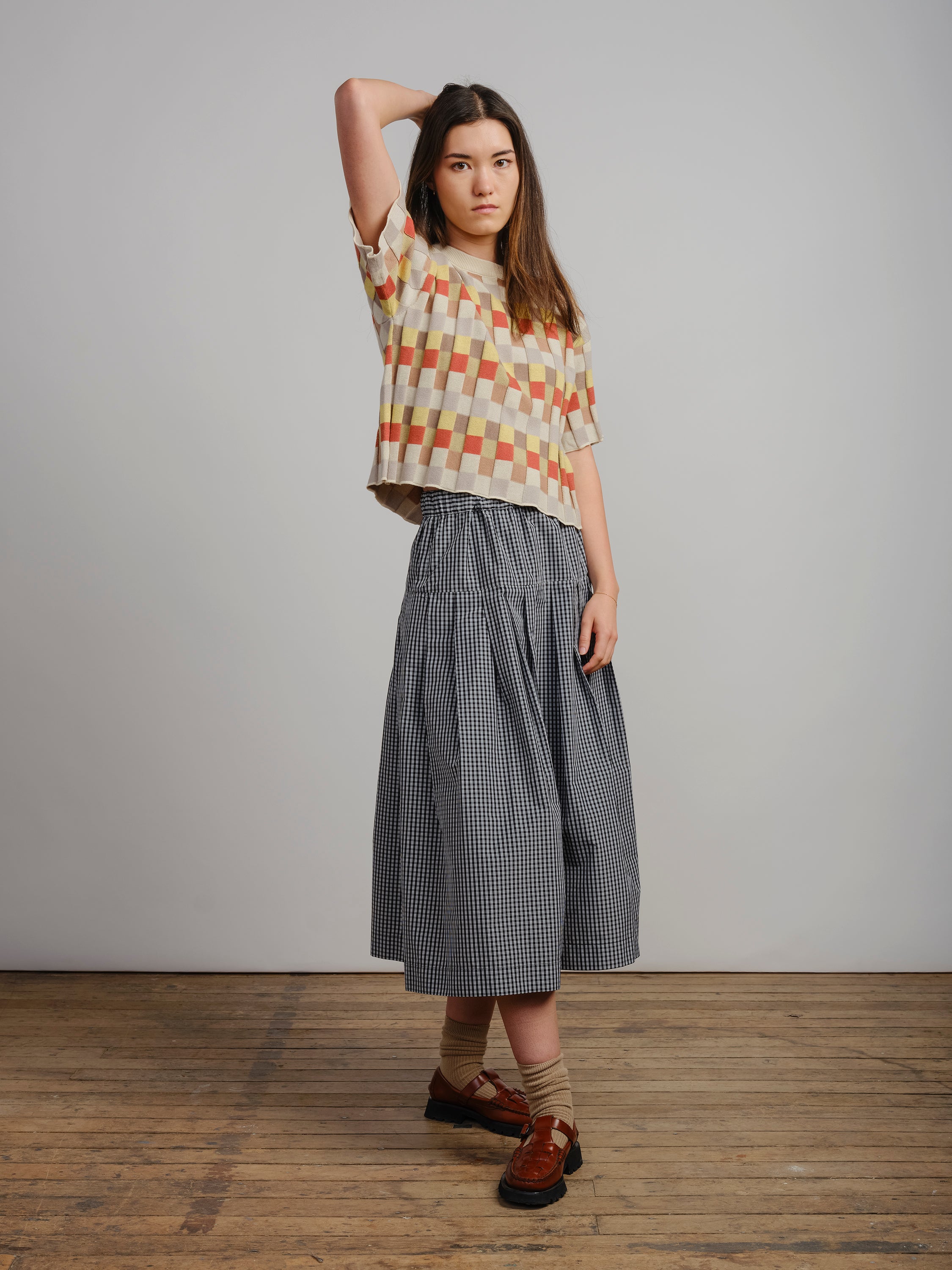 Anni Grid Plaited Tee - Elemental