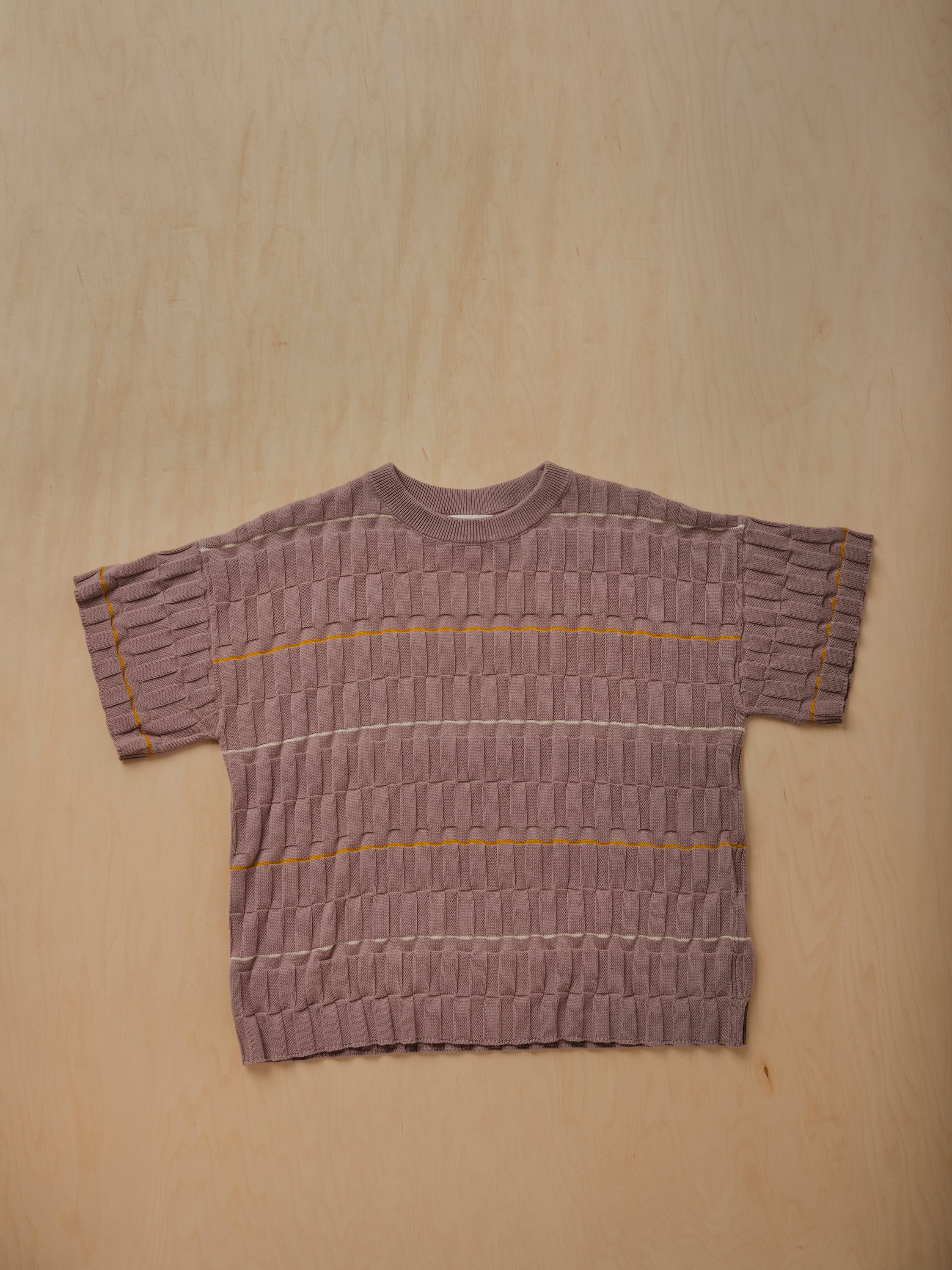 Wiggle Stripe Knit Grid Tee - Pebble