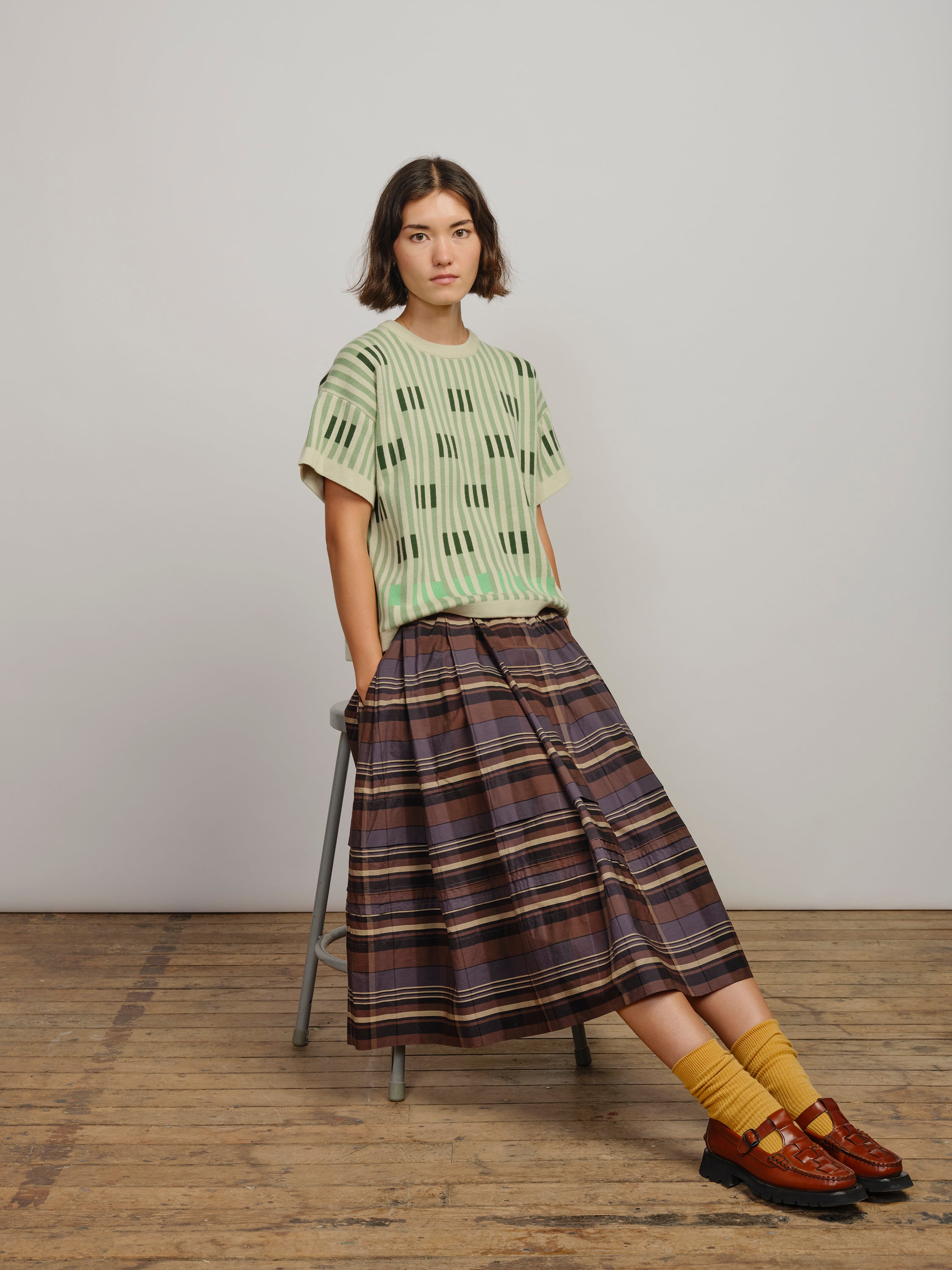 Bauhaus Short Sleeve Sweater Tee - Chloris