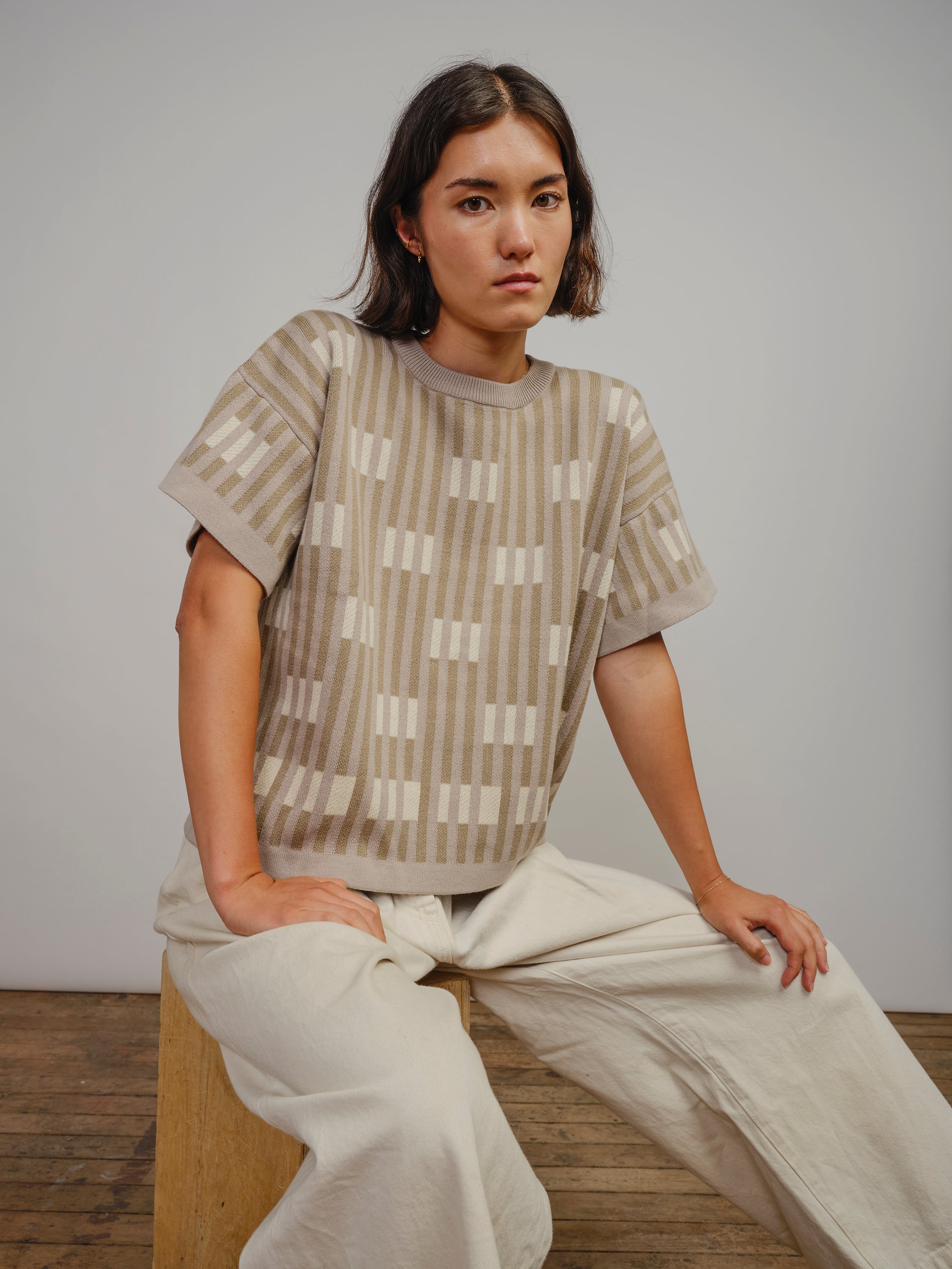 Bauhaus Short Sleeve Sweater Tee - Mist