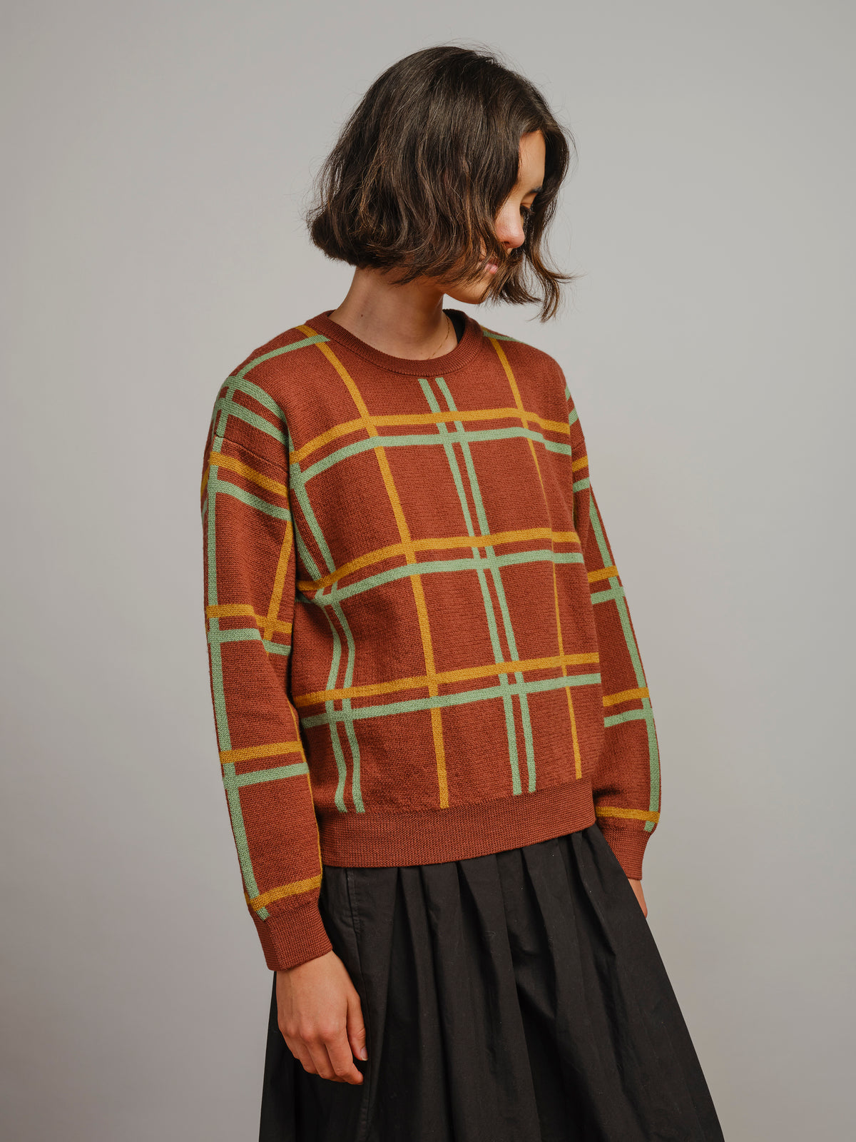 Marlow Plaid Sweater - Chestnut