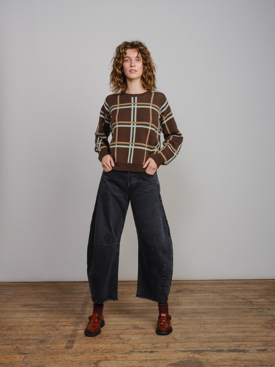 Marlow Plaid Sweater - Anise
