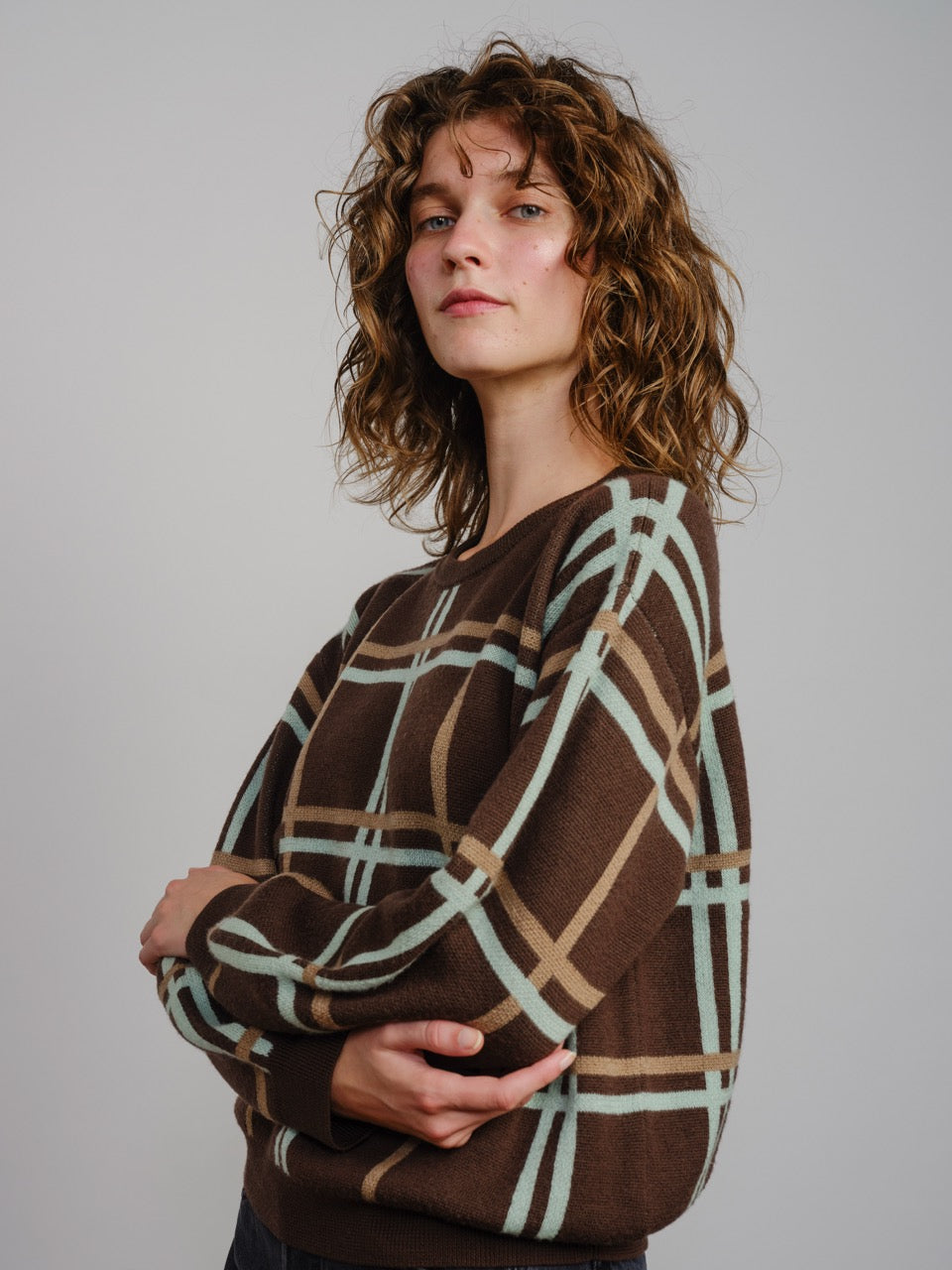 Marlow Plaid Sweater - Anise