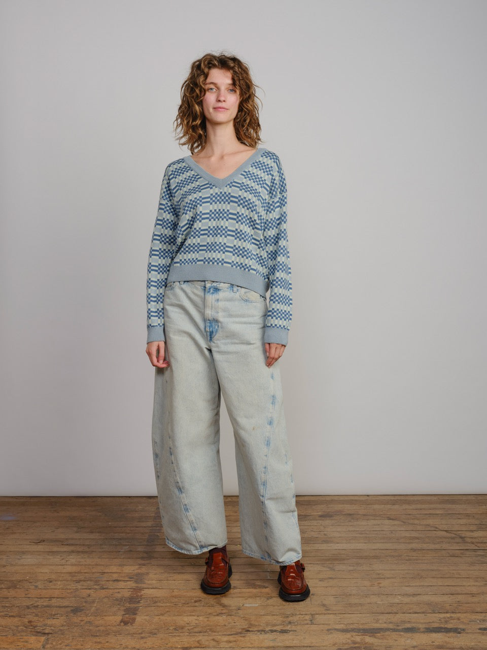 The Endery Bridget Sweater, Strata — blue merino wool sweater