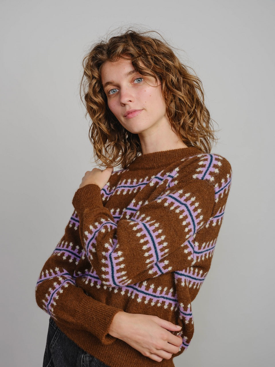 Vera Fairisle Sweater - Walnut