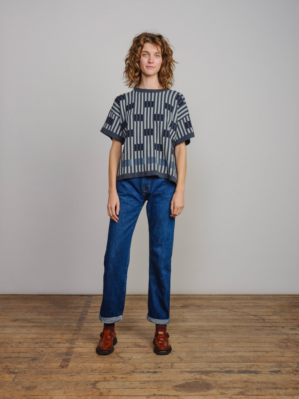 Bauhaus Short Sleeve Sweater Tee - Cinder