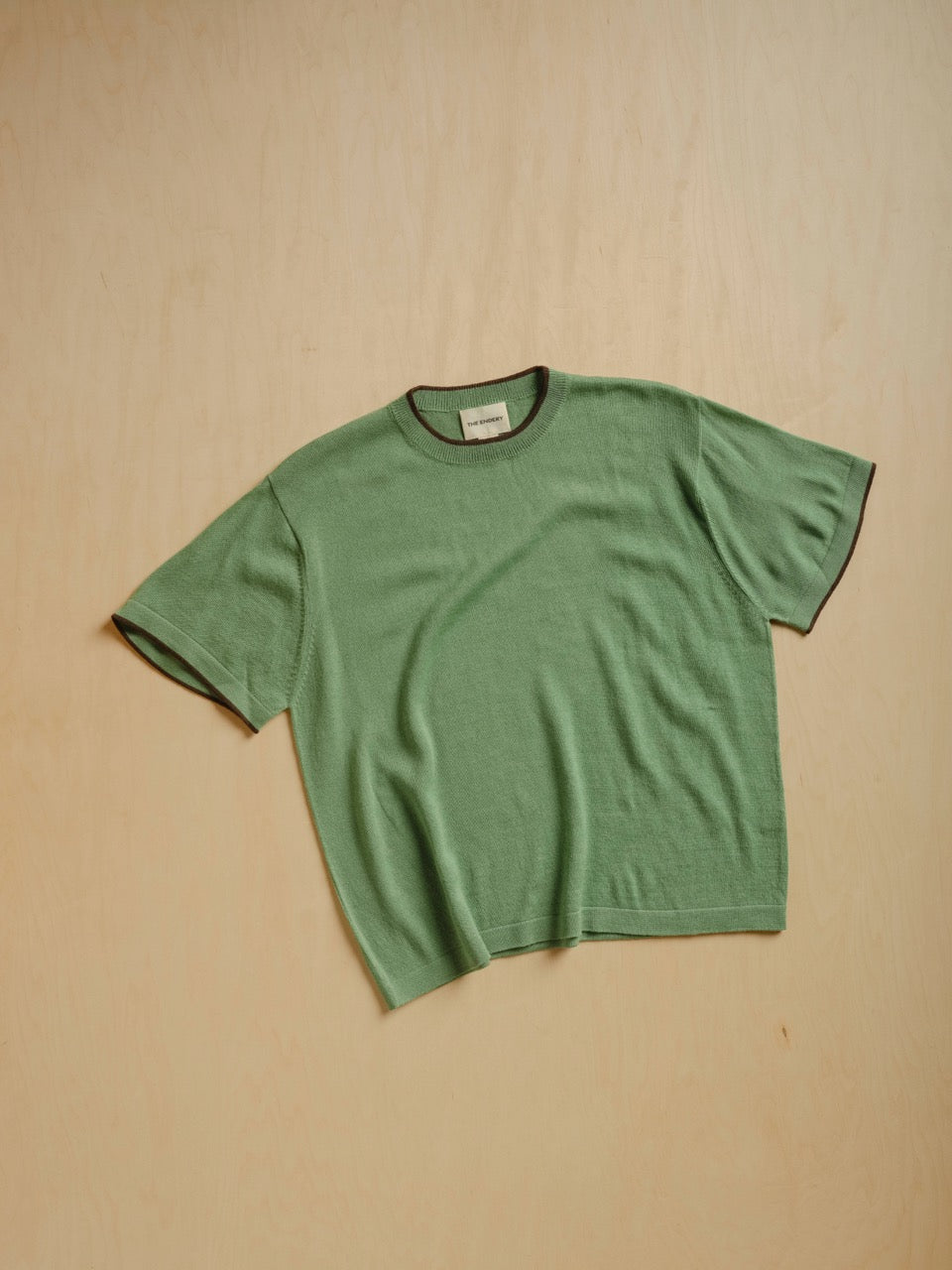 The Endery Tipped Merino Oversized Tee, Fennel — green merino wool tee