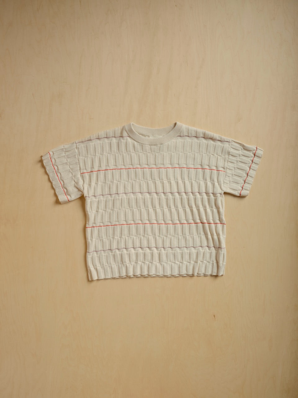 The Endery Wiggle Stripe Knit Grid Tee, Daybreak — cream tee