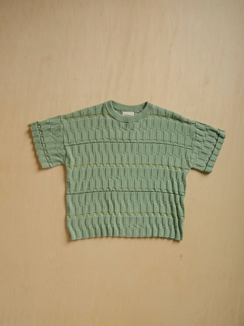 Wiggle Stripe Knit Grid Tee - Eucalyptus