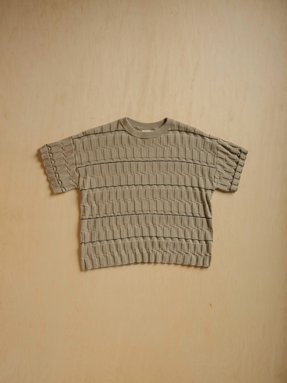Wiggle Stripe Knit Grid Tee - Twig