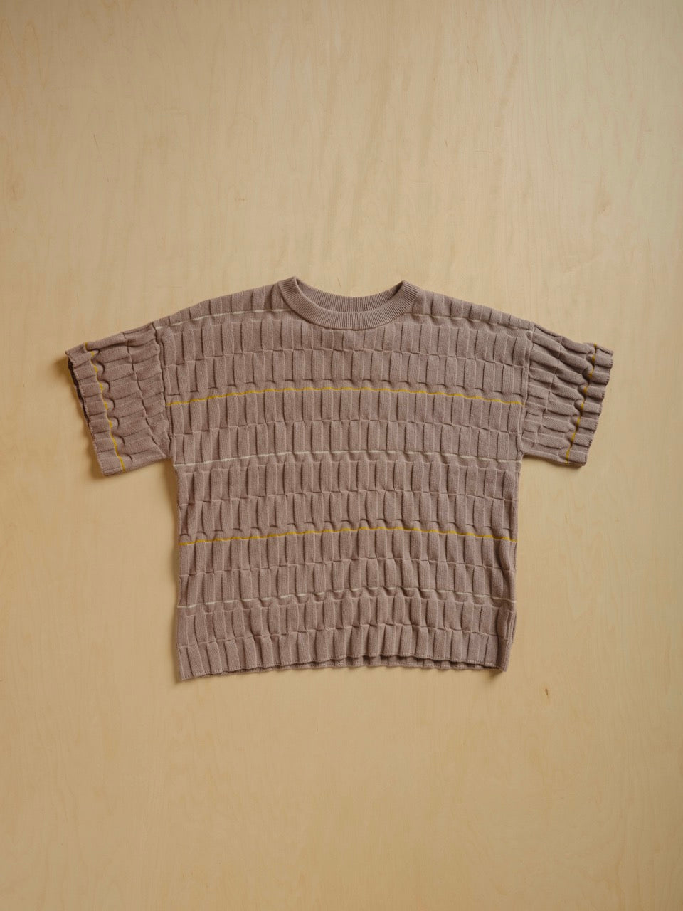 The Endery Wiggle Stripe Knit Grid Tee, Pebble — tan tee