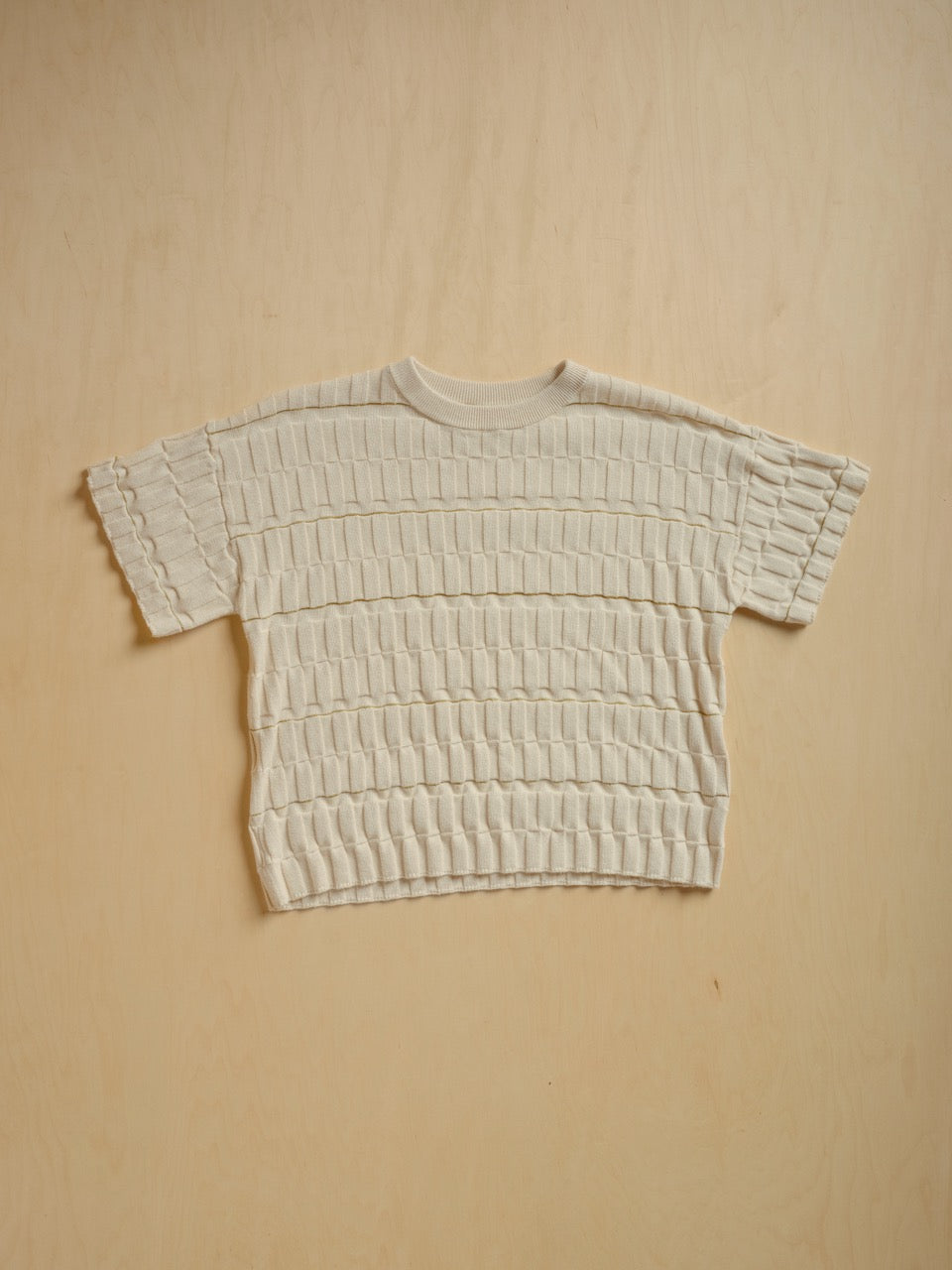 The Endery Wiggle Stripe Knit Grid Tee, Lustre — cotton tee
