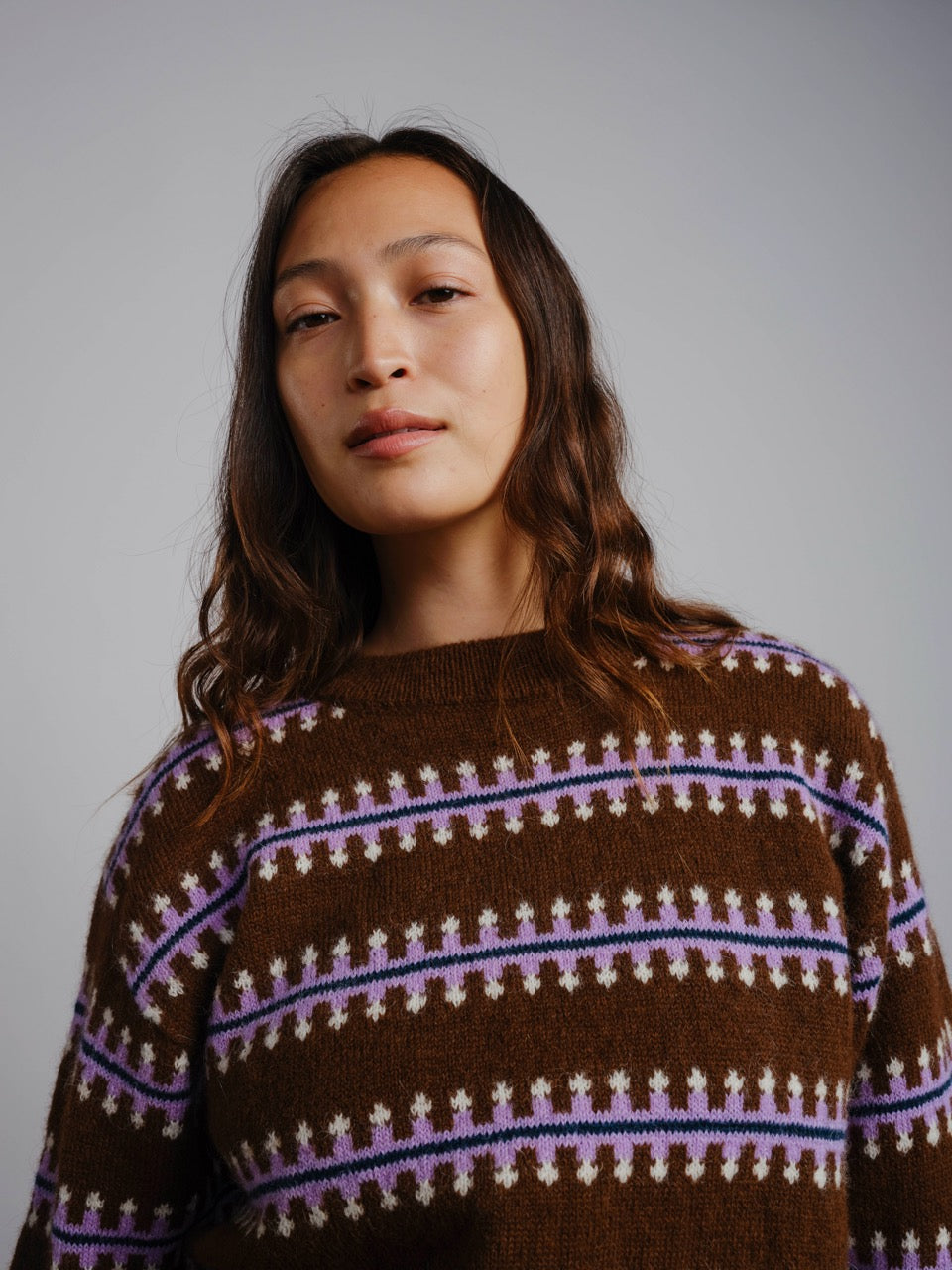 Vera Fairisle Sweater - Walnut