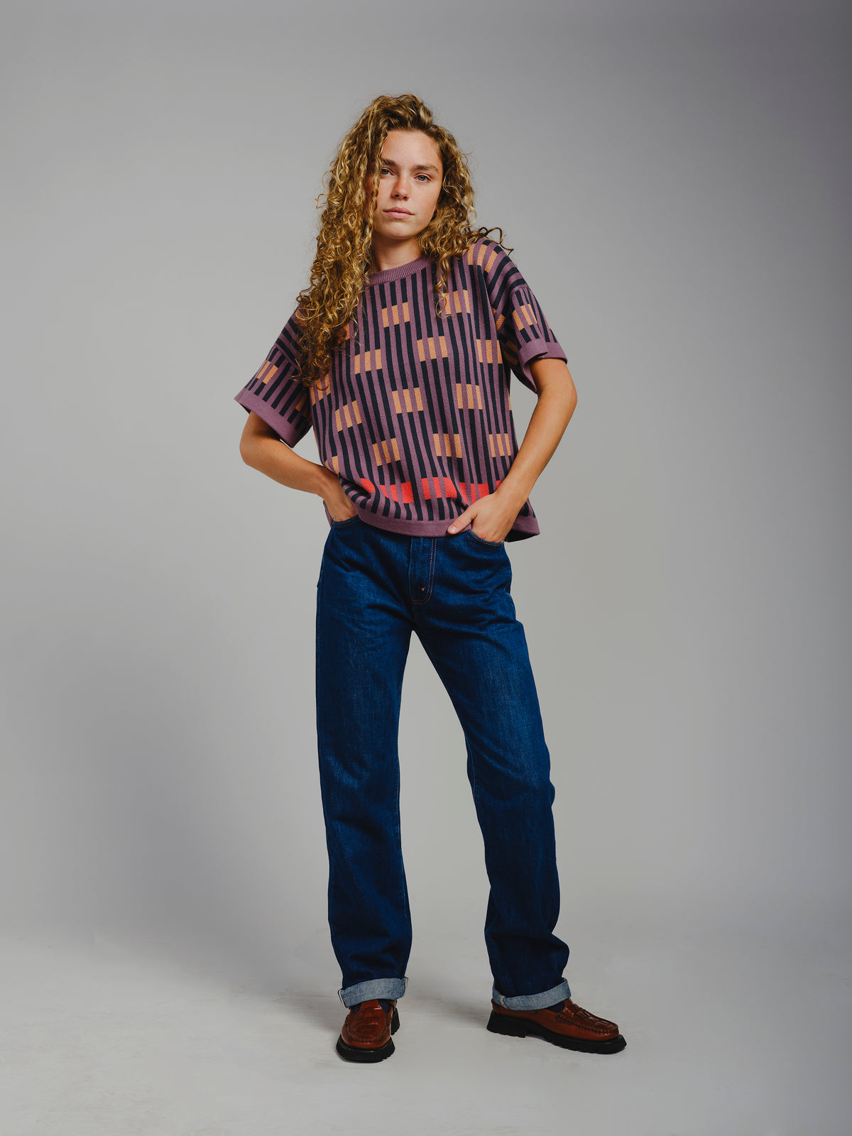 Bauhaus Short Sleeve Sweater Tee - Rhodolite