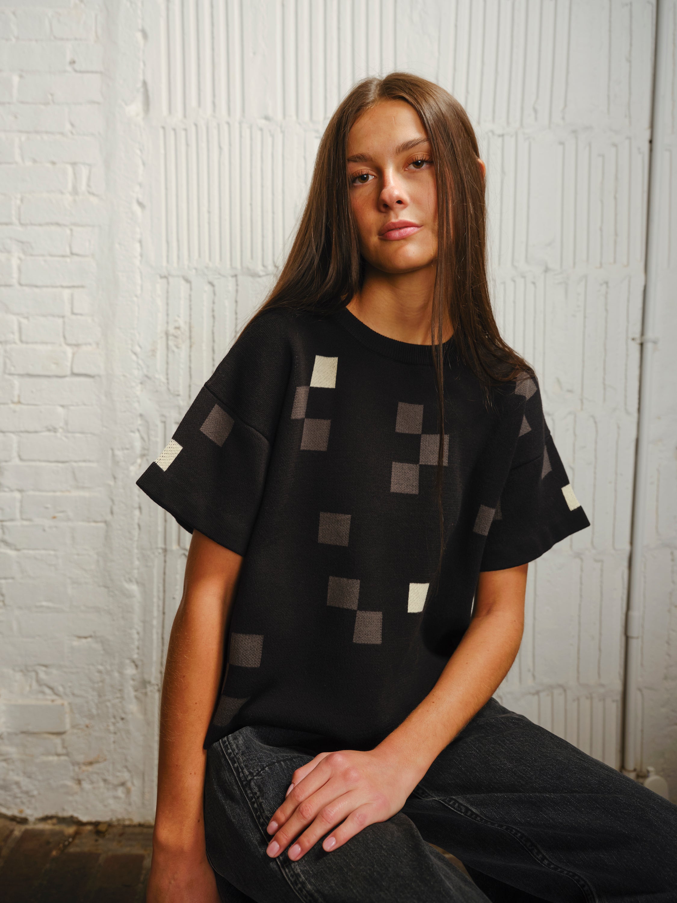 Albers Short Sleeve Sweater Tee - Obsidian