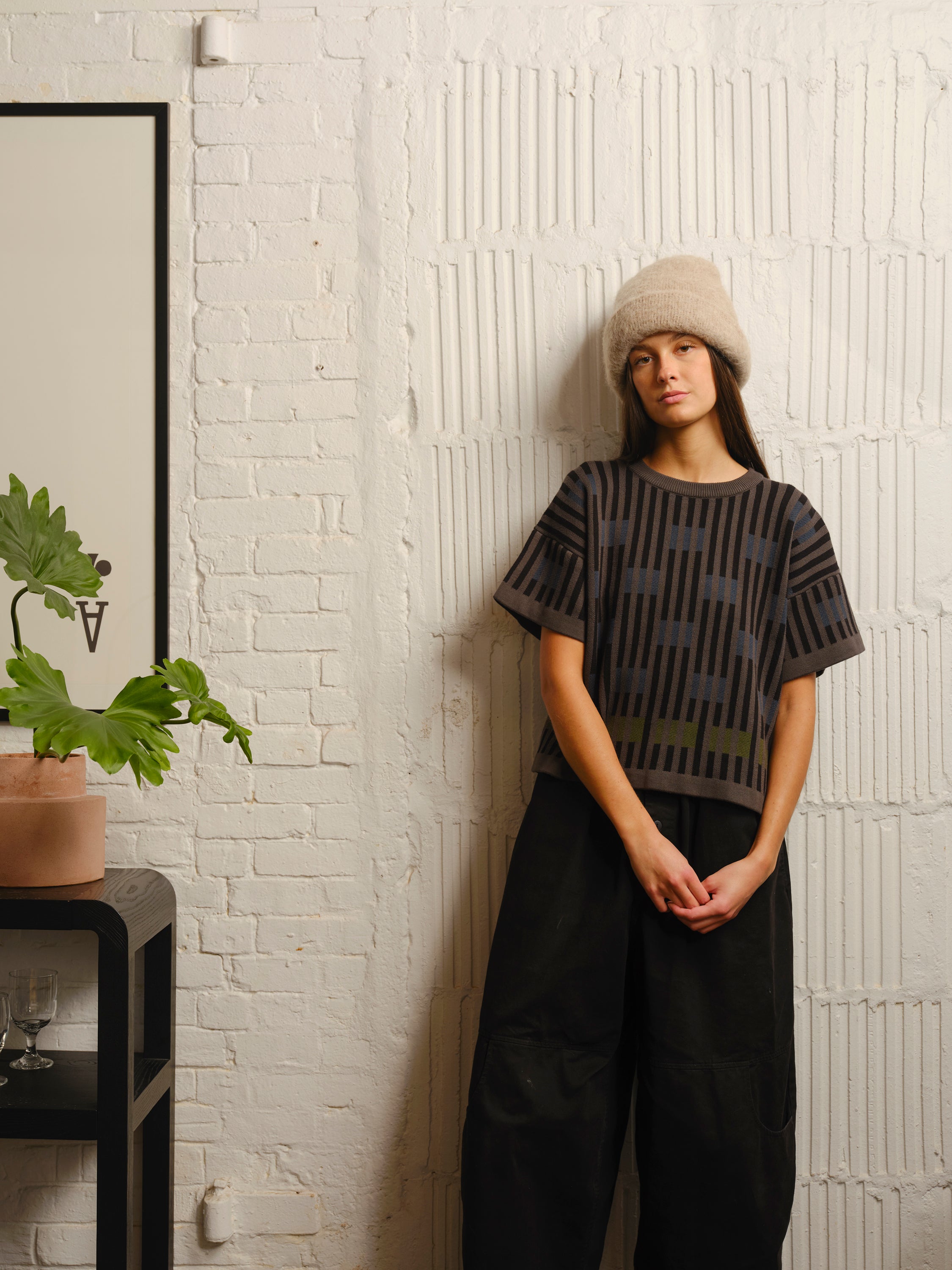 Bauhaus Short Sleeve Sweater Tee - Fluorite