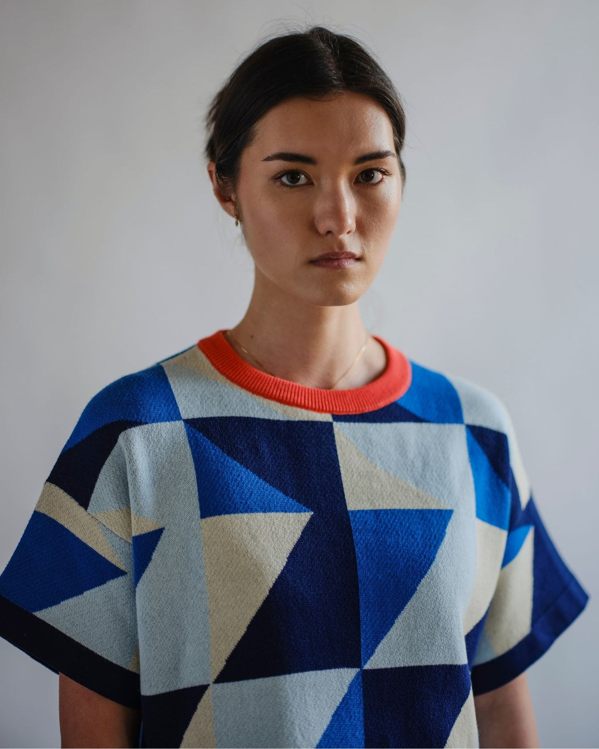 The Endery Bauhaus Short Sleeve Sweater Tee, Oxide — black Pima cotton tee