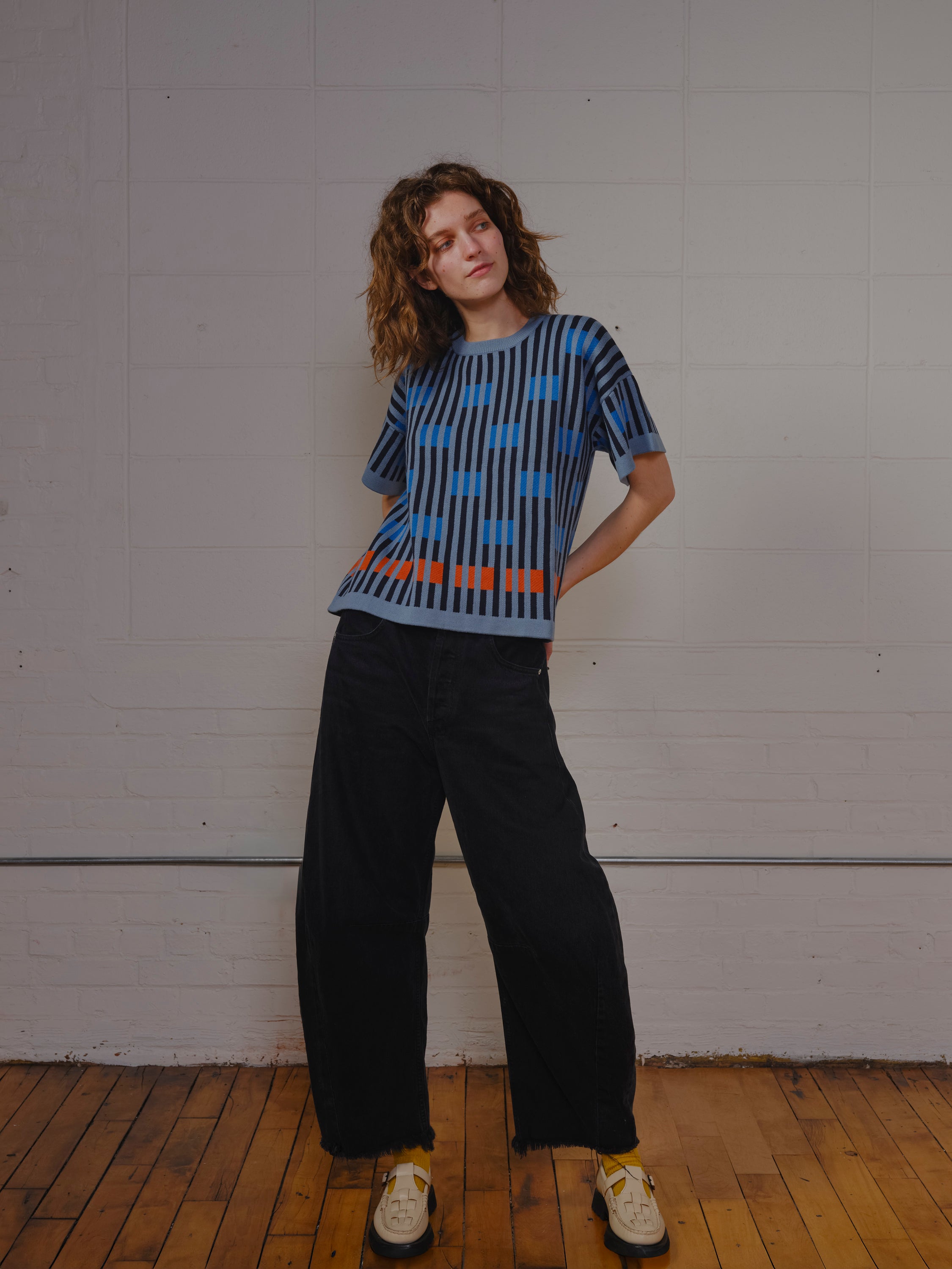 Bauhaus Short Sleeve Sweater Tee - Neptune