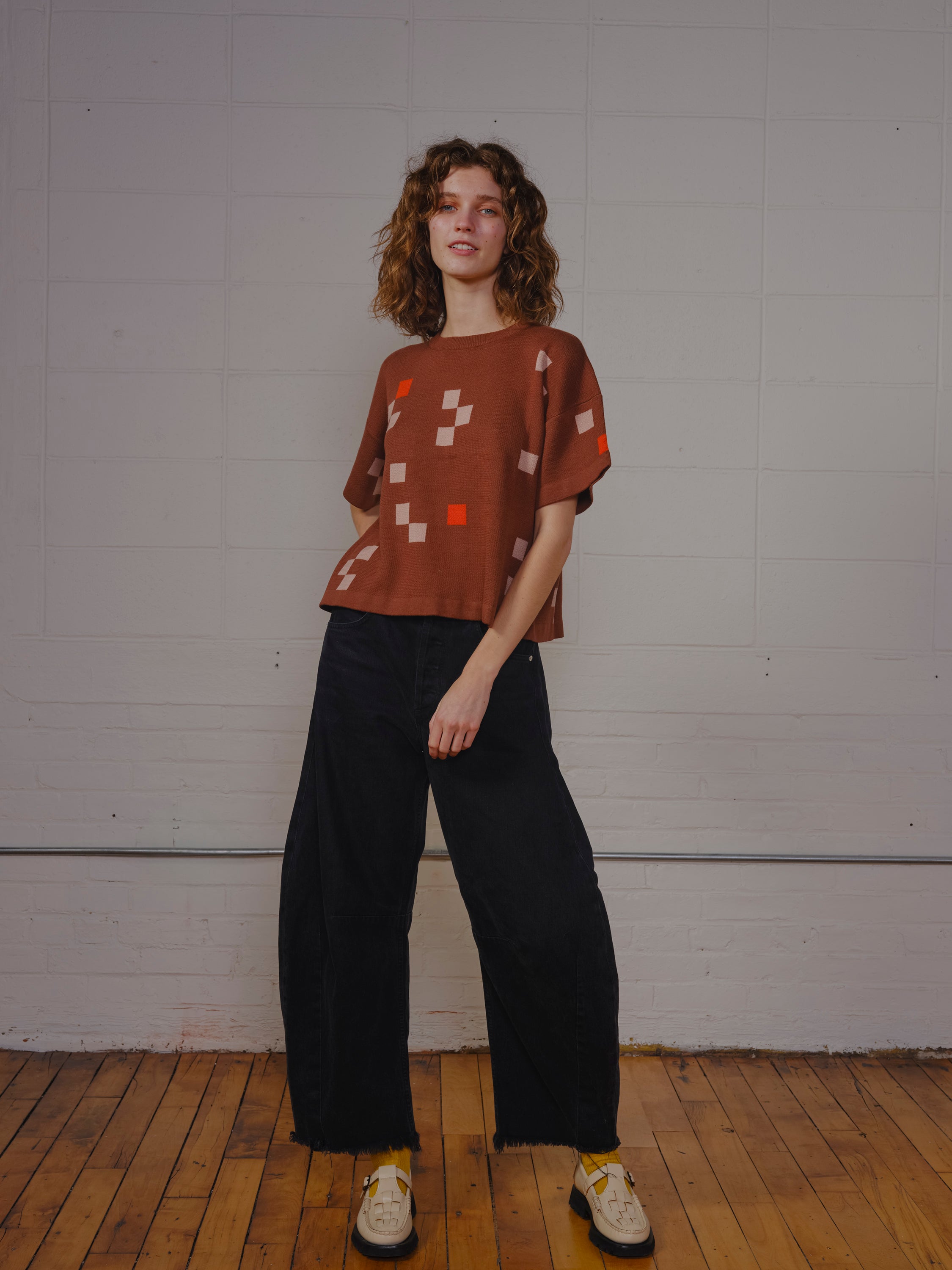Albers Short Sleeve Sweater Tee - Rootbeer
