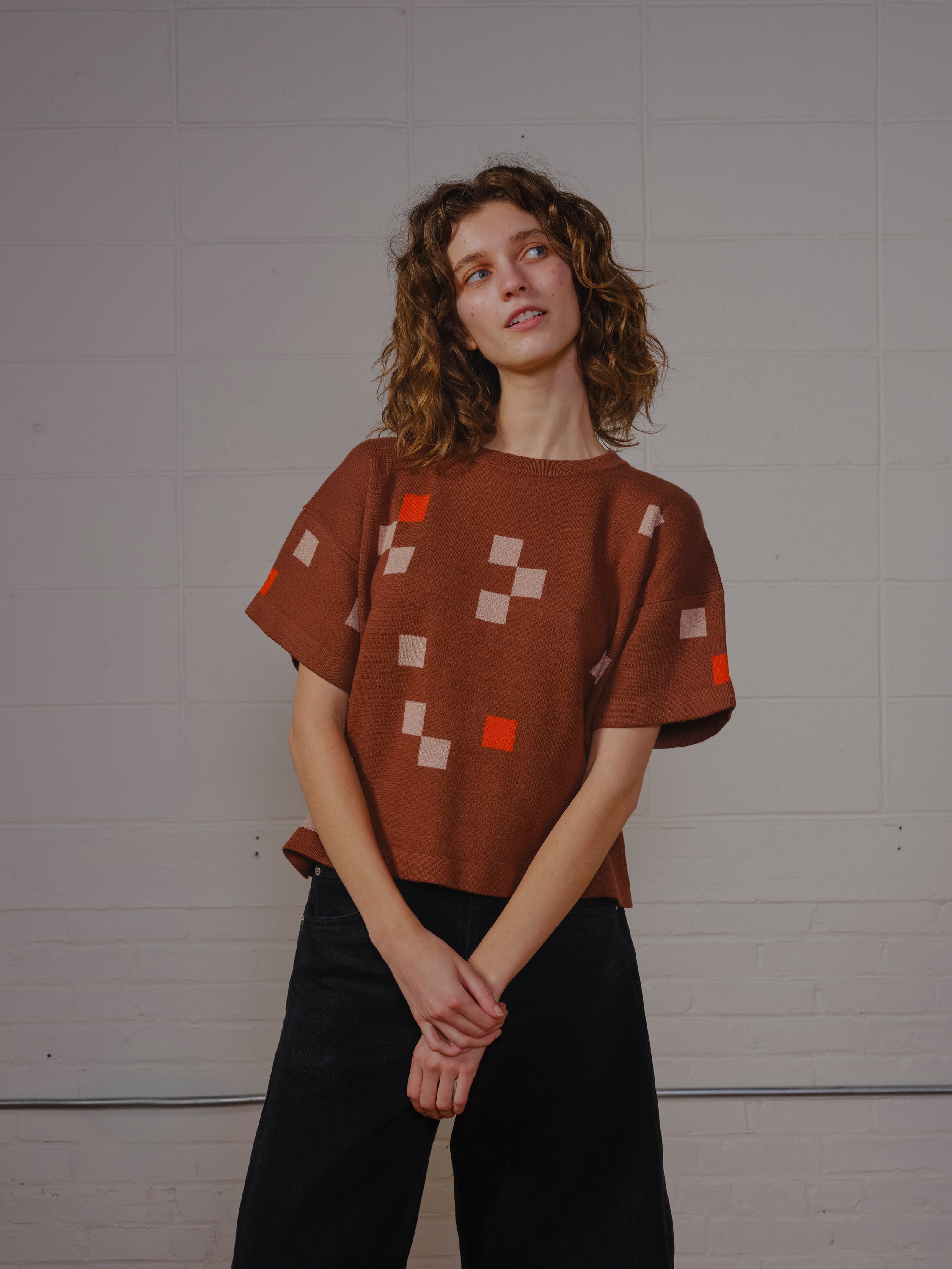 Albers Short Sleeve Sweater Tee - Rootbeer
