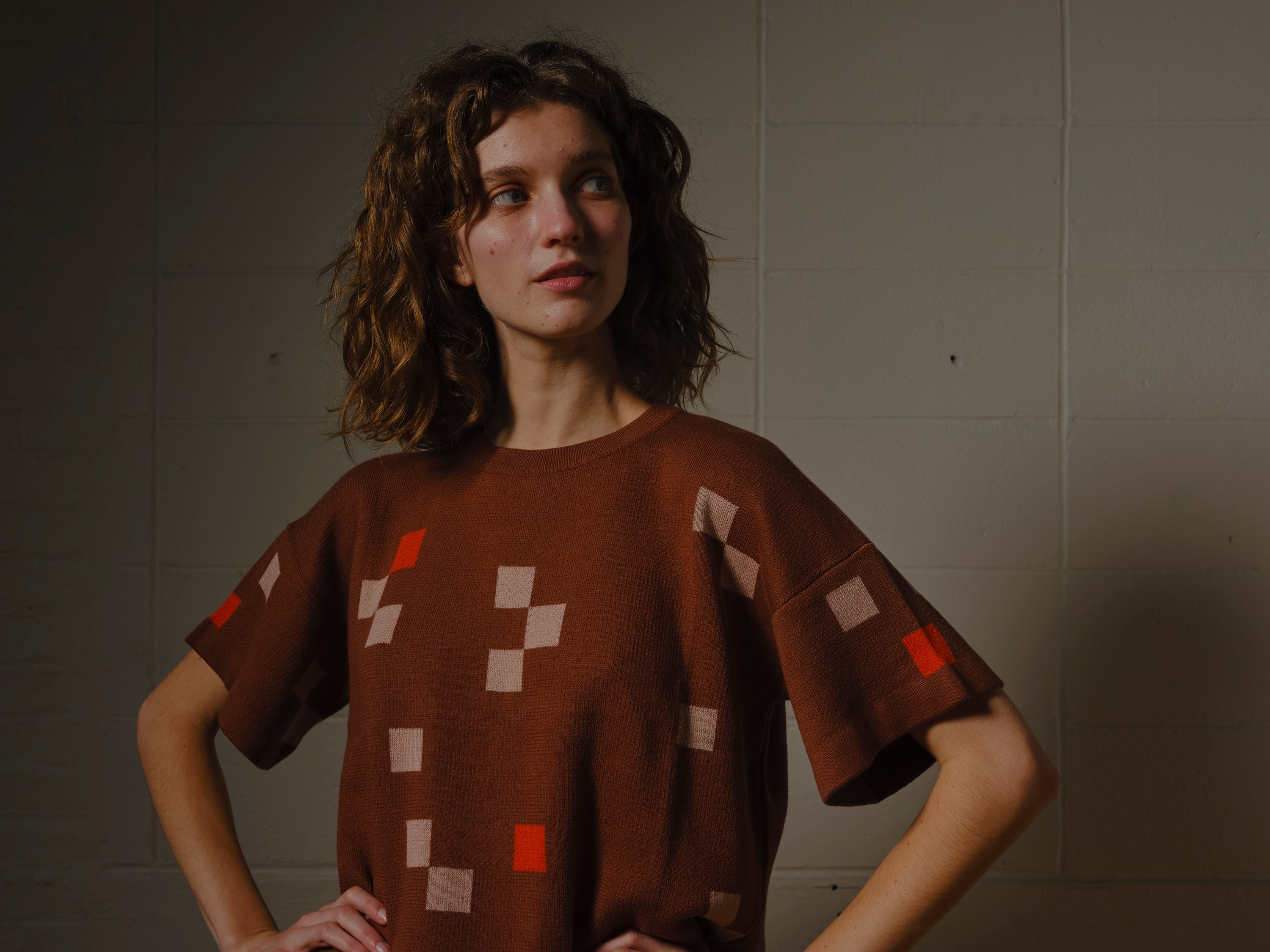 Albers Short Sleeve Sweater Tee - Rootbeer
