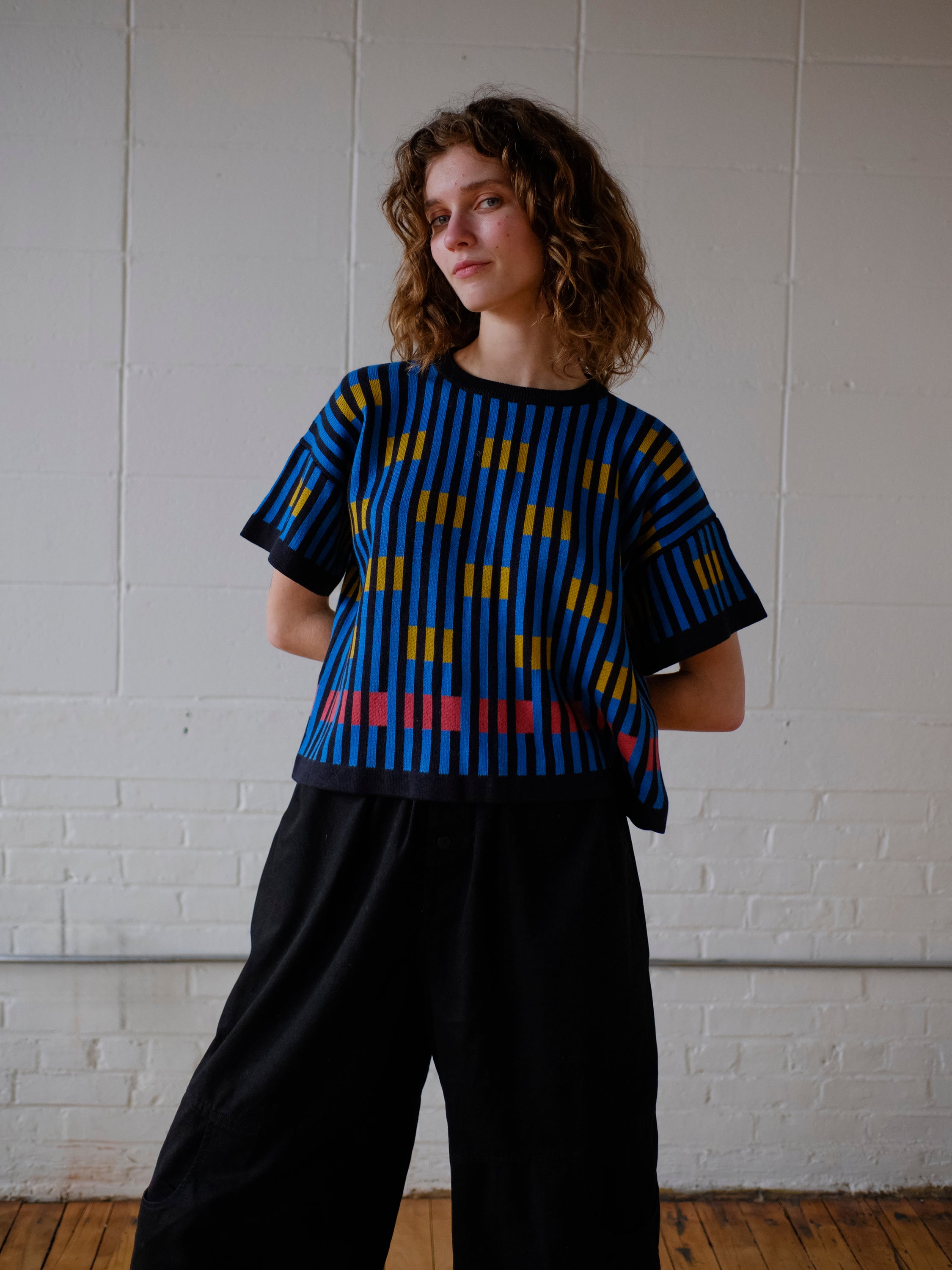 Bauhaus Short Sleeve Sweater Tee - Callisto