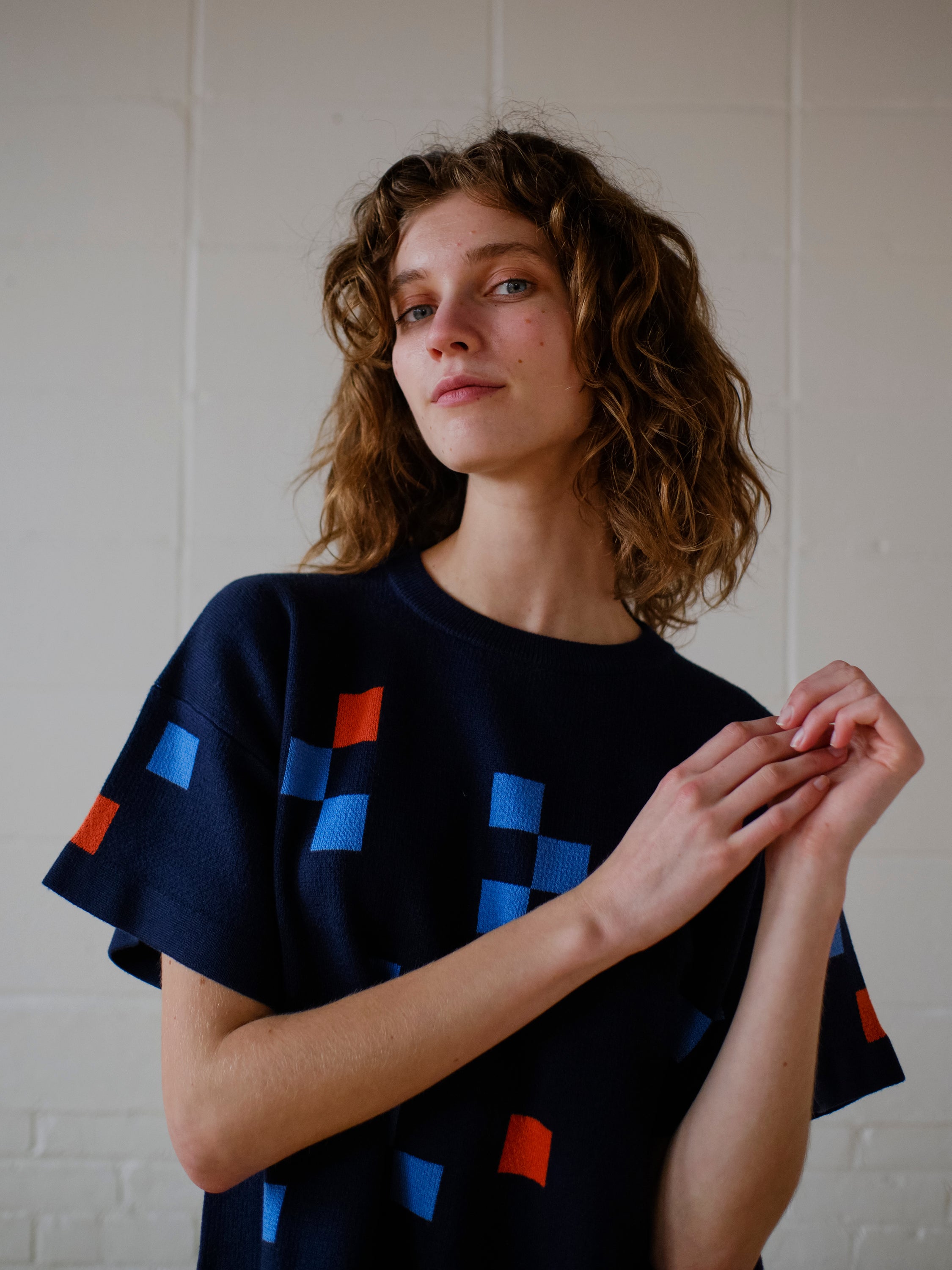 Albers Short Sleeve Sweater Tee- Indigo
