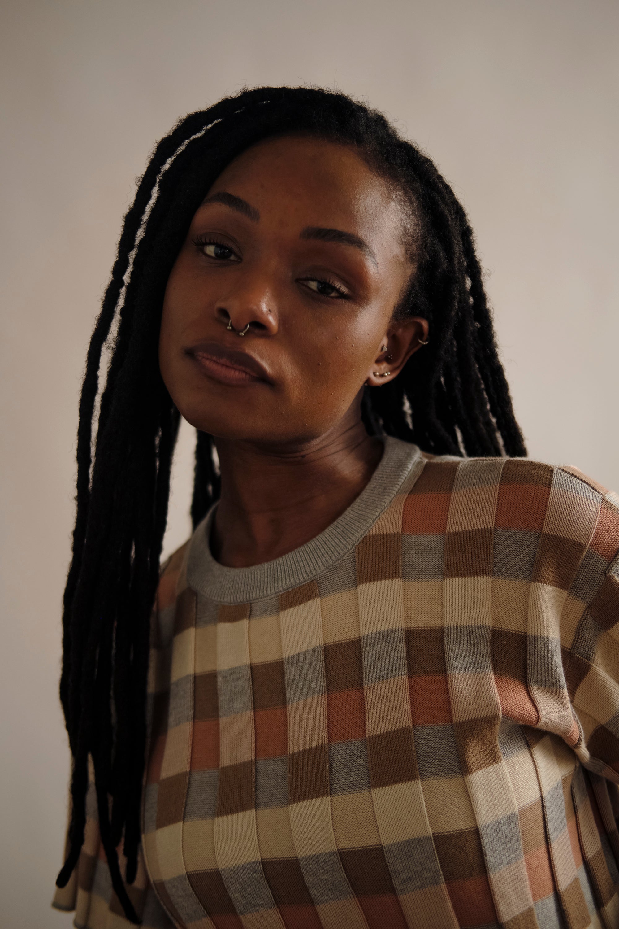 Anni Grid Plaited Tee - Quartz