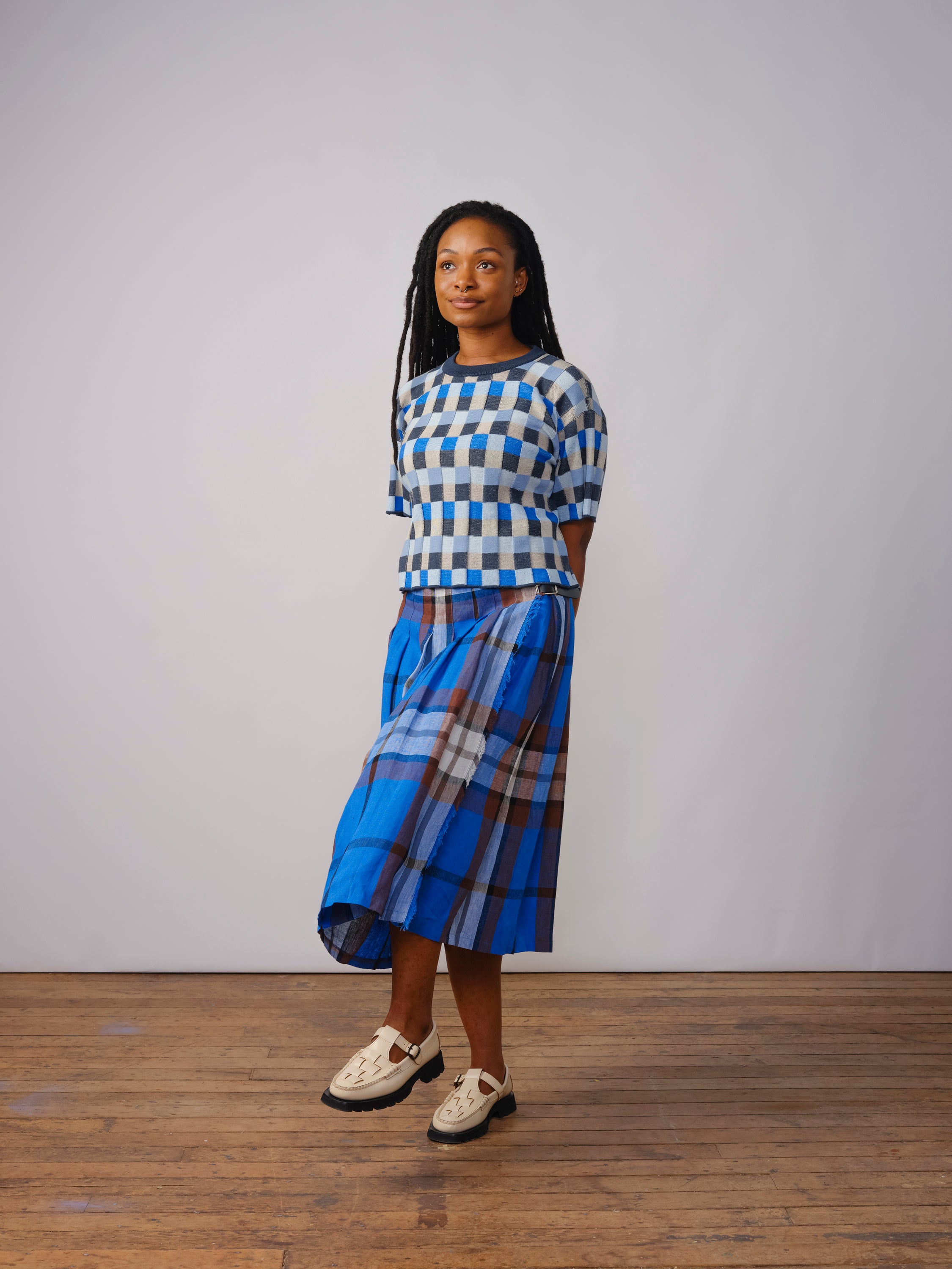 Anni Grid Plaited Tee - Horizon