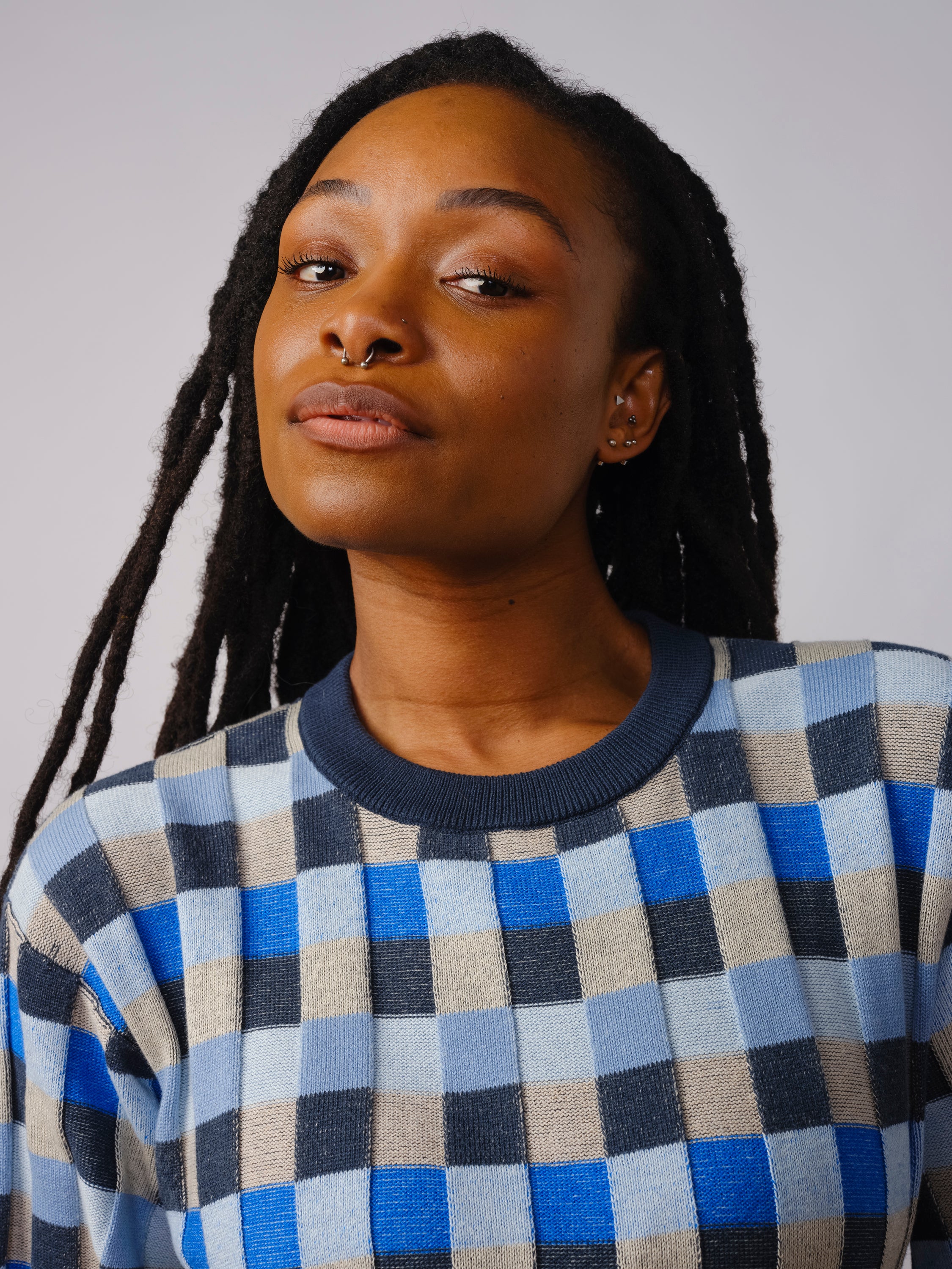 Anni Grid Plaited Tee - Horizon