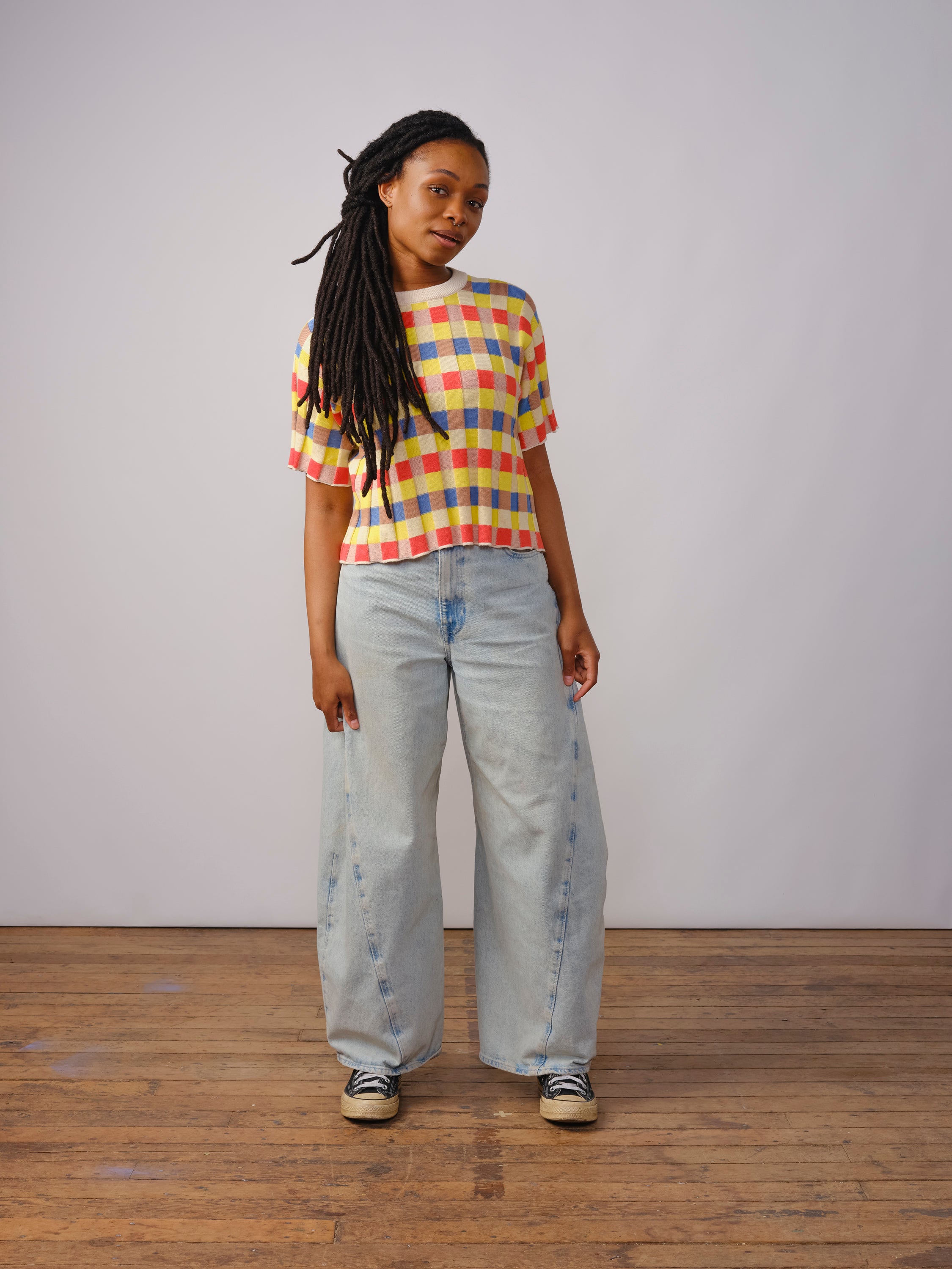 Anni Grid Plaited Tee - Prism