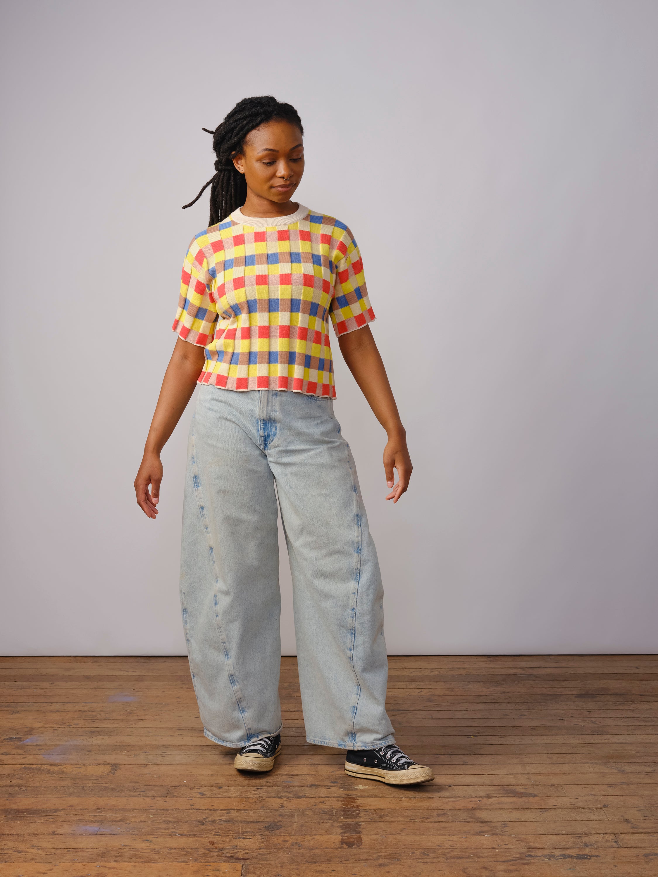 Anni Grid Plaited Tee - Prism