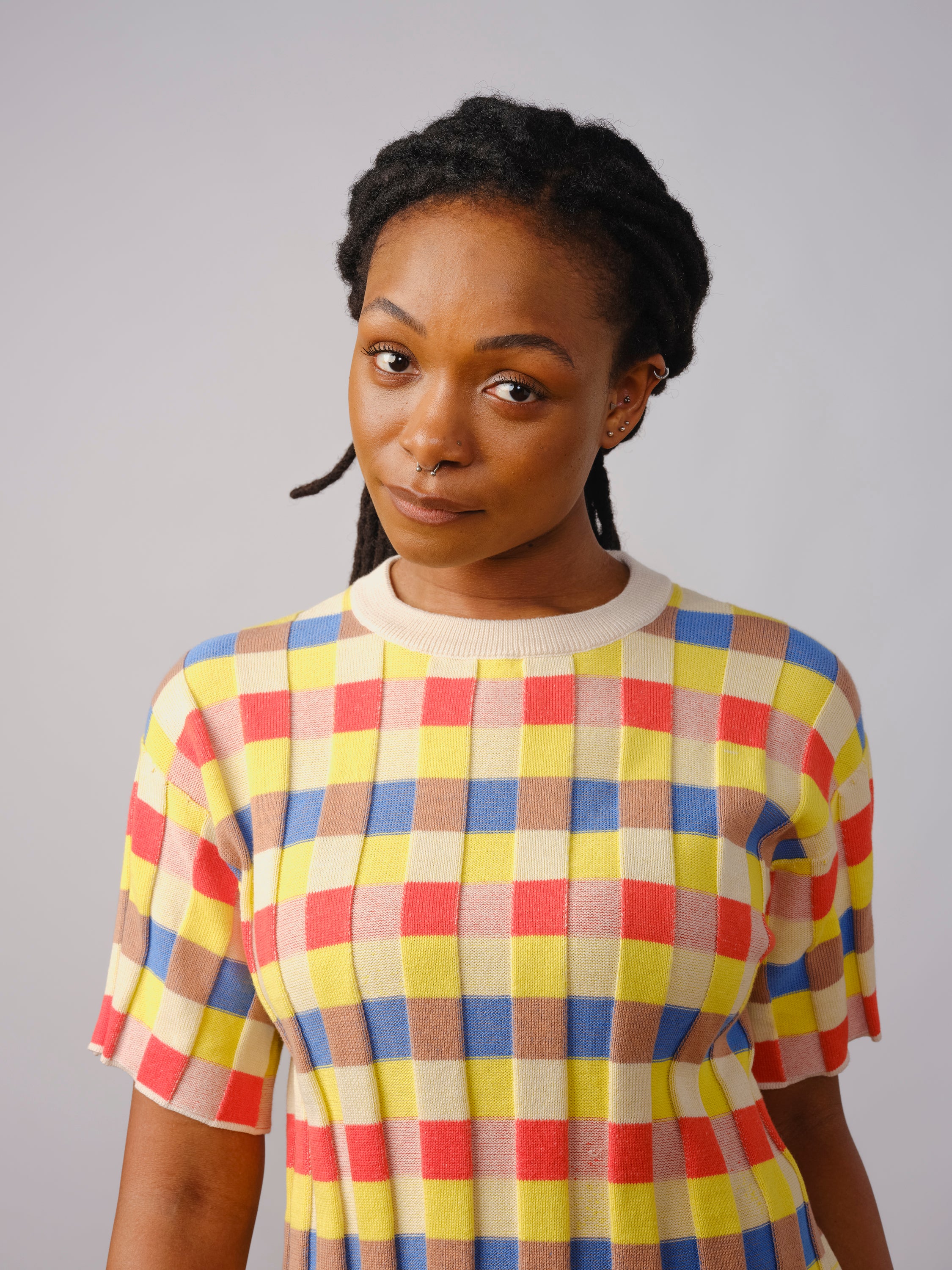 Anni Grid Plaited Tee - Prism