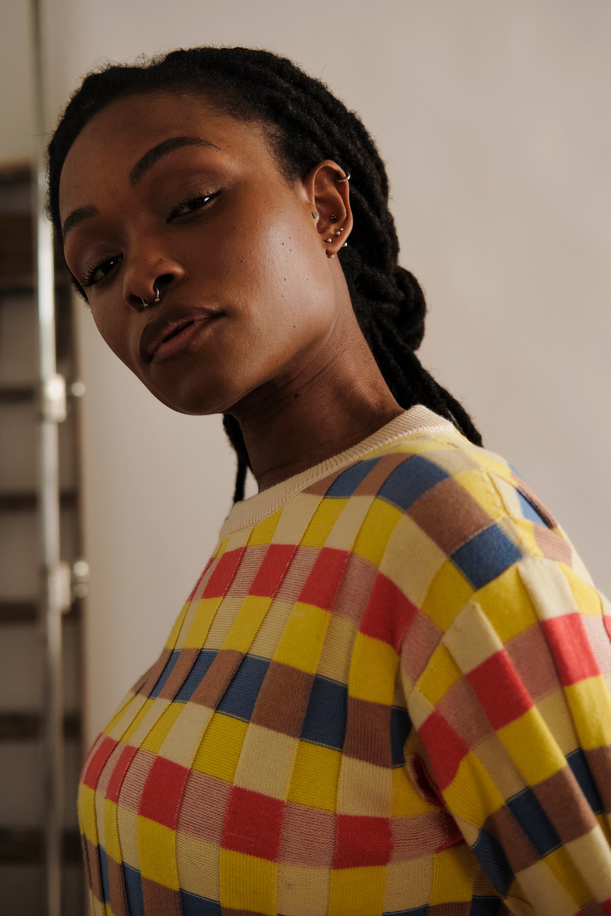 Anni Grid Plaited Tee - Prism