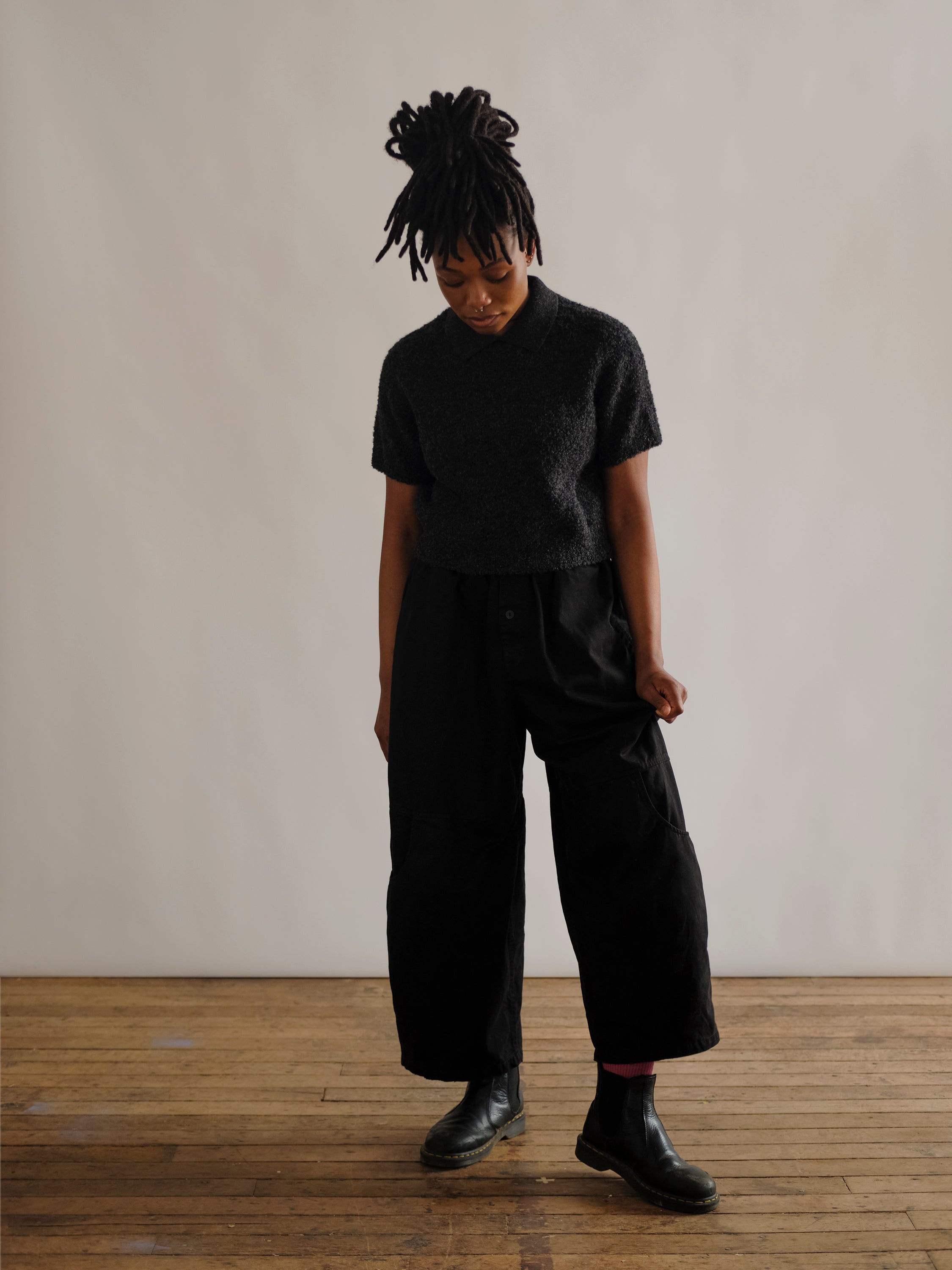 Ramona Bouclé Short Sleeve Polo - Anthracite