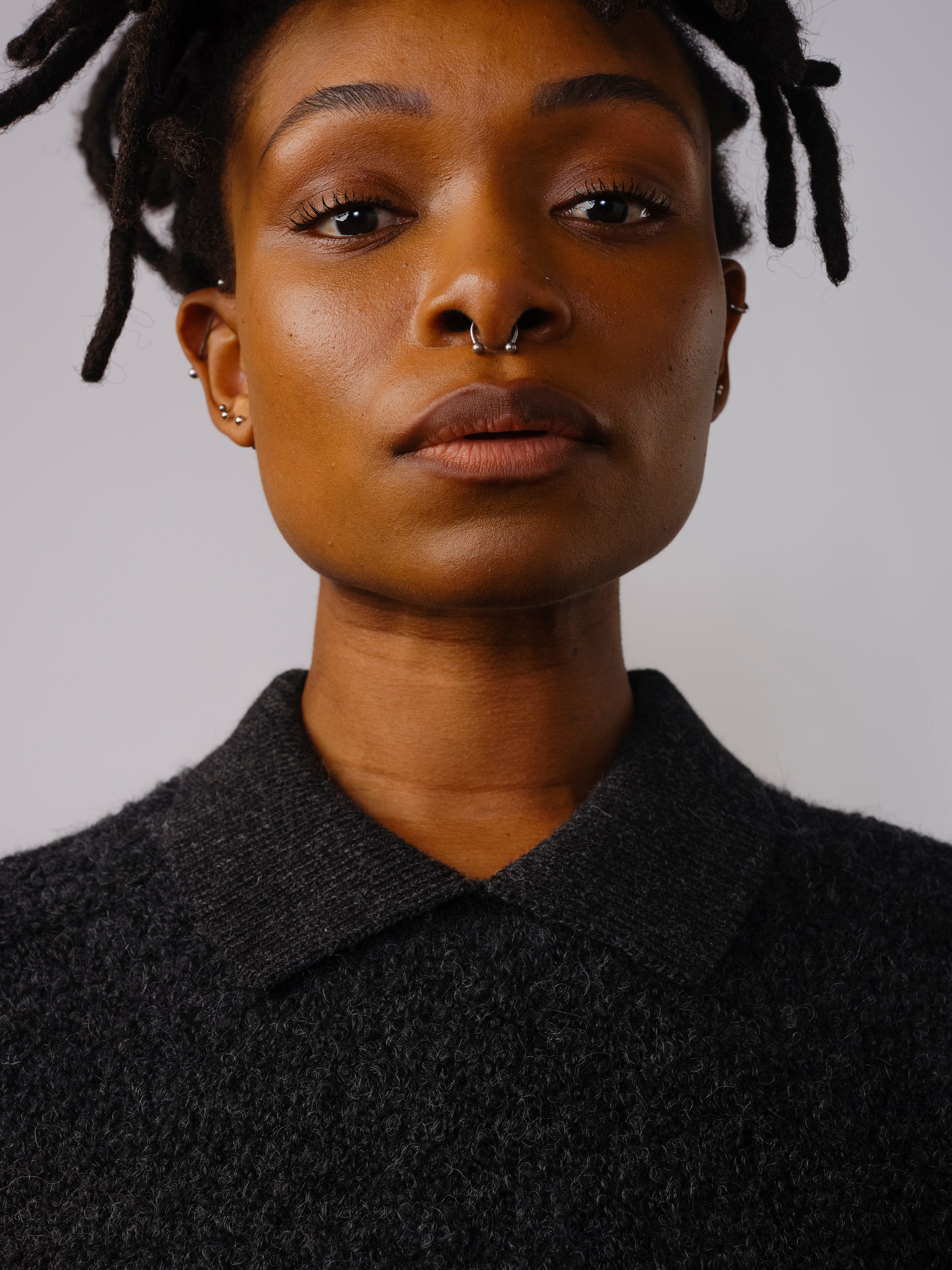 Ramona Bouclé Short Sleeve Polo - Anthracite